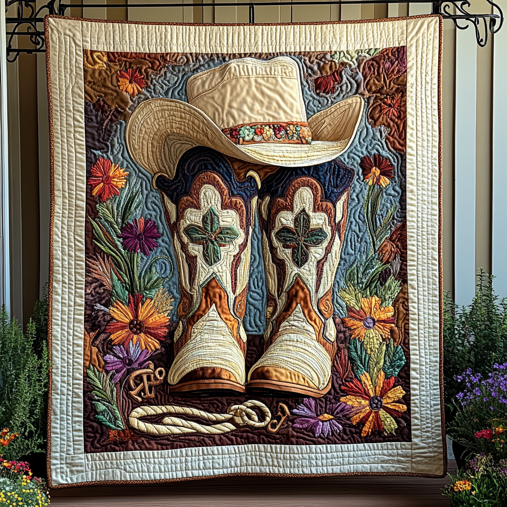 Cowboy Charm Quilted Blanket Best 4Th Of July Gift For Veteran Dad - Tradiviet