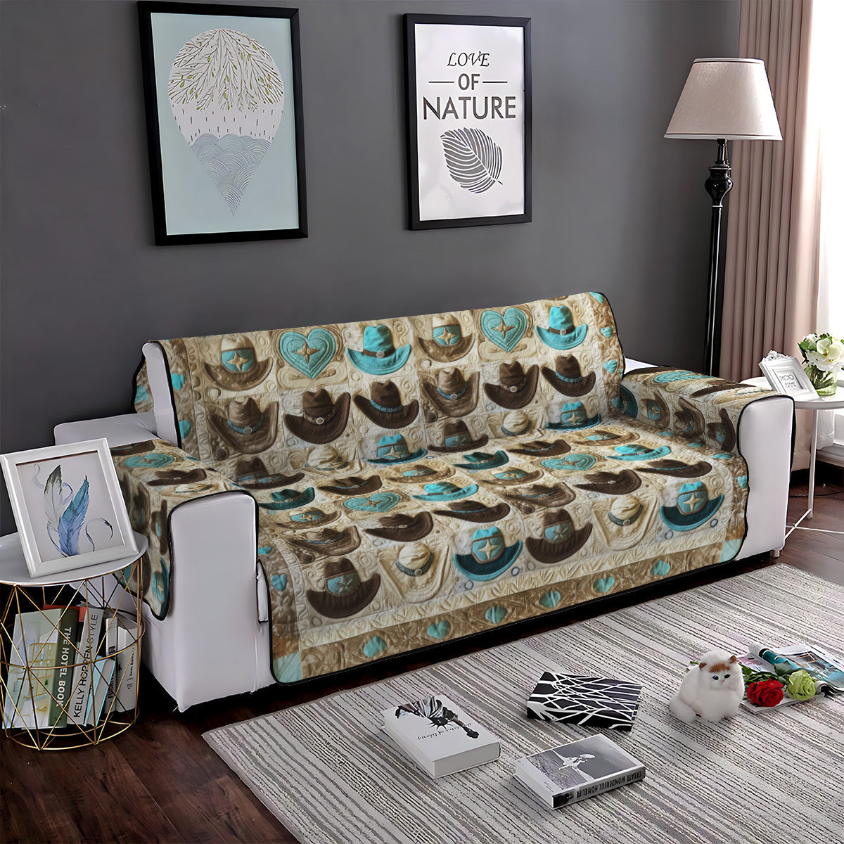 Cowboy Charm Quilted Sofa Cover Chic Home Room Decor Cute Room Decor Gifts - Tradiviet