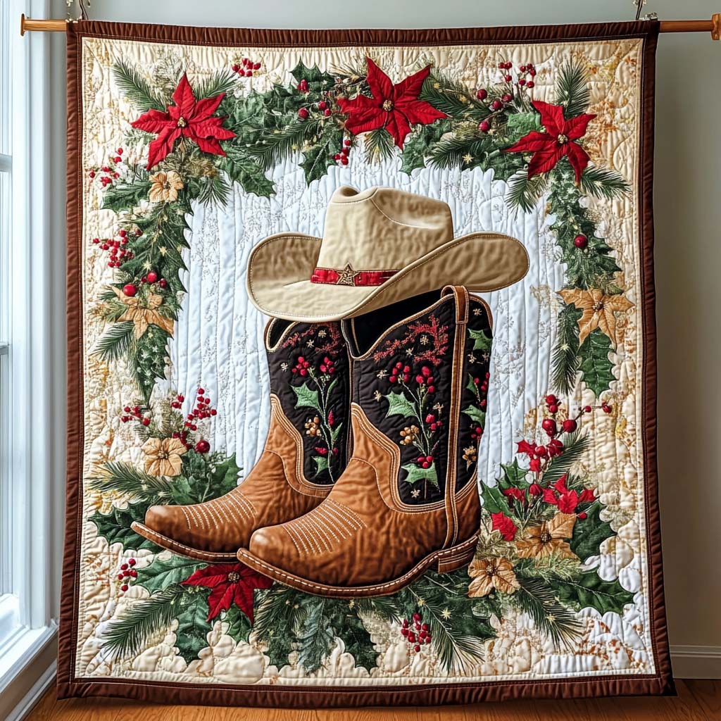 Cowboy Christmas Quilted Blanket Cute Fourth Of July Gift For Mom - Tradiviet