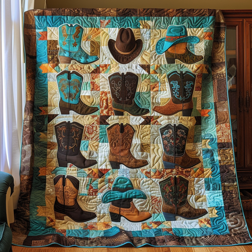 Cowboy Hat Haven Quilted Blanket In God We Trust Gift For Grandma - Tradiviet
