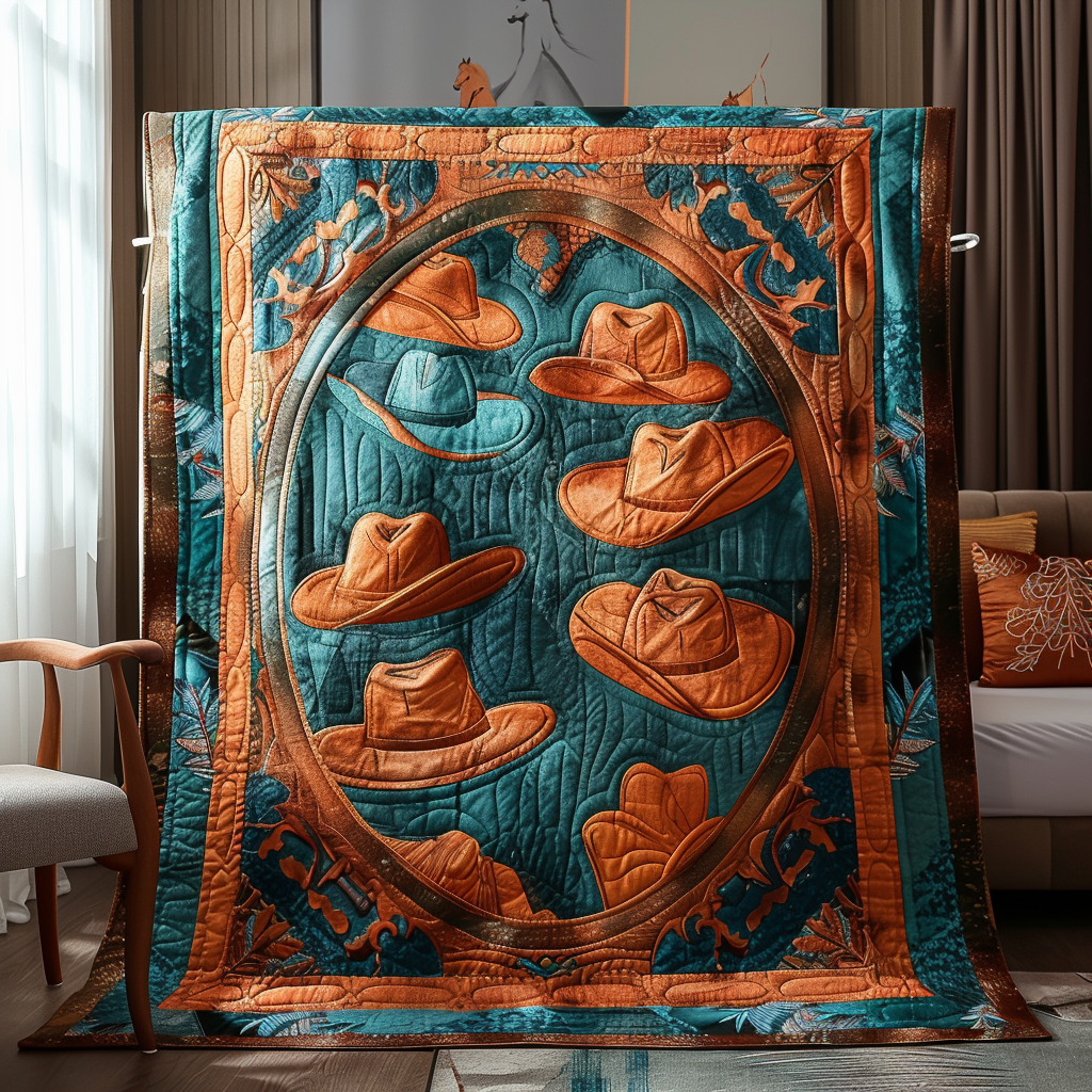 Cowboy Hats Chronicle Quilted Blanket Independence Day Gift For Grandpa - Tradiviet