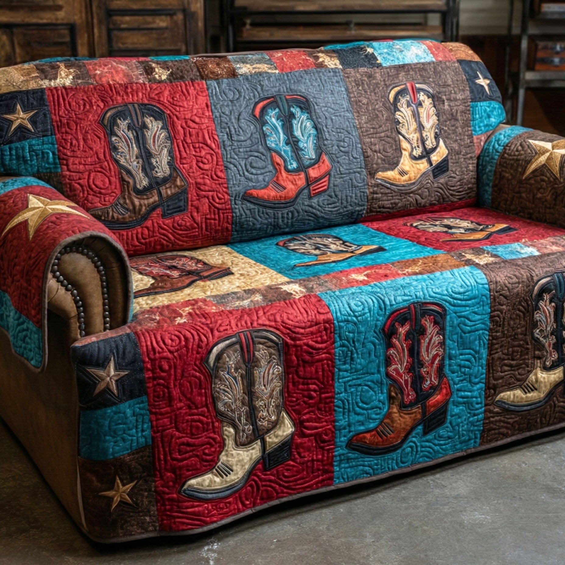 Cowboy Legacy Quilted Sofa Cover Elegant Room Decor Gift For Home Decor - Tradiviet