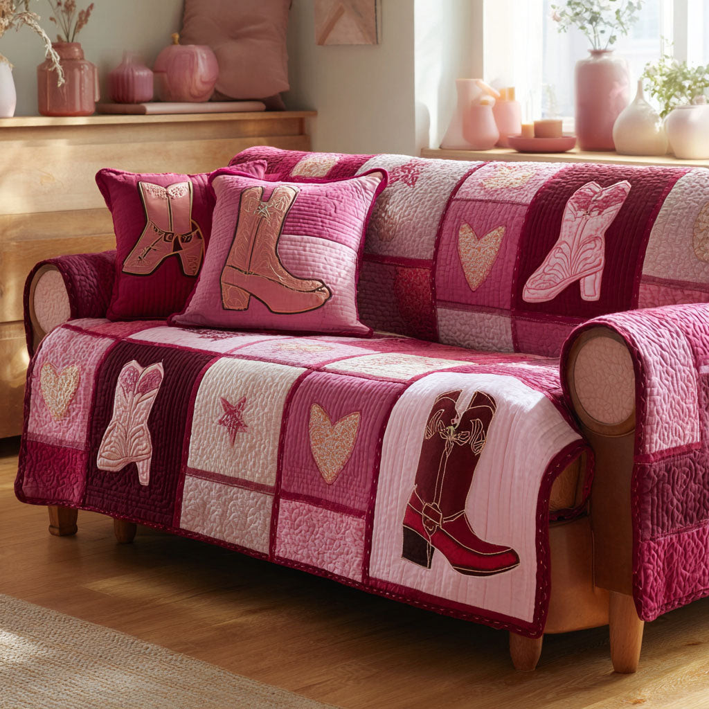 Cowgirl Sweetheart Quilted Sofa Cover Sofa Couch Cover Best Gifts For Cowboys - Tradiviet