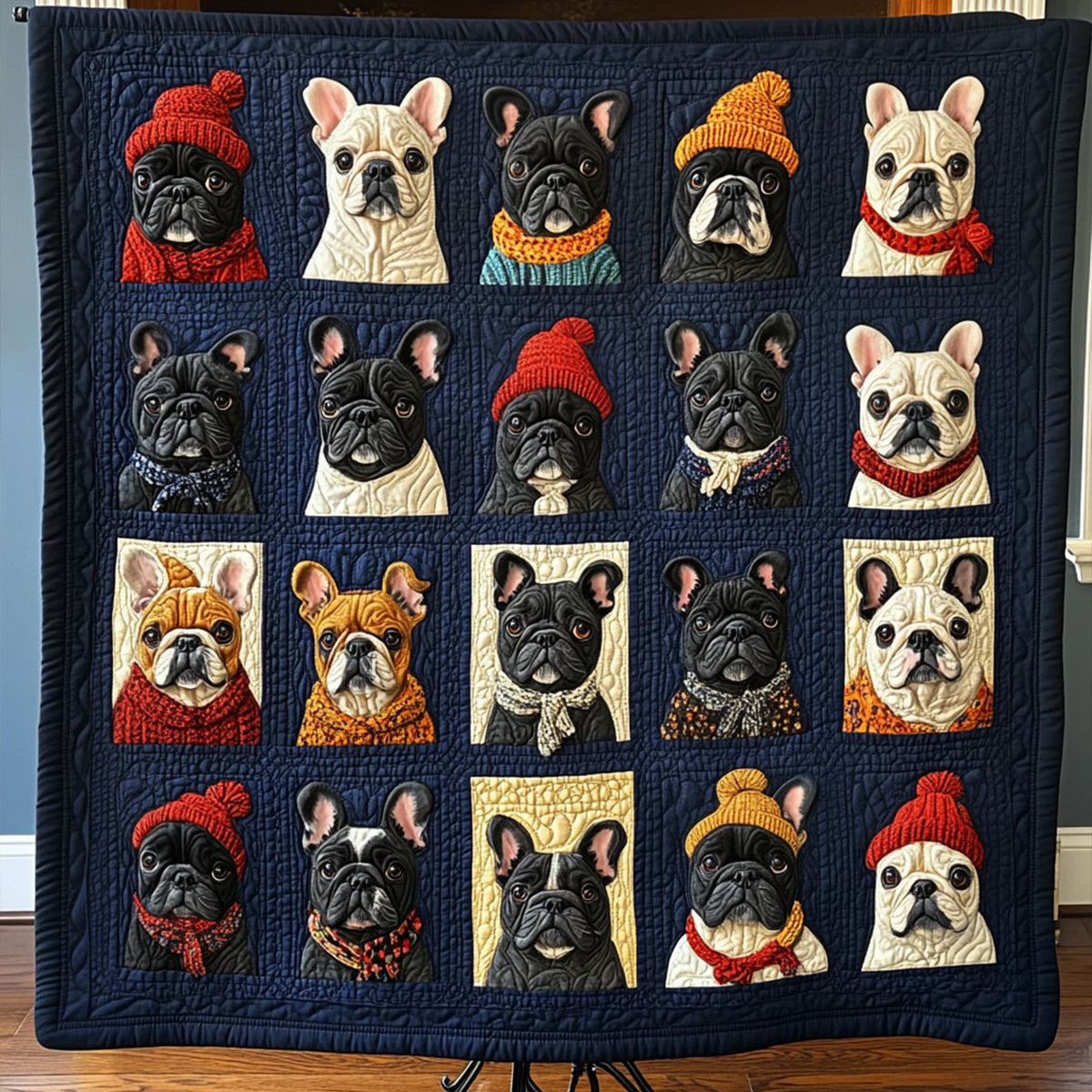 Cozy Bulldog Wonderland Quilted Blanket America's 250th Anniversary Gift For Her - Tradiviet