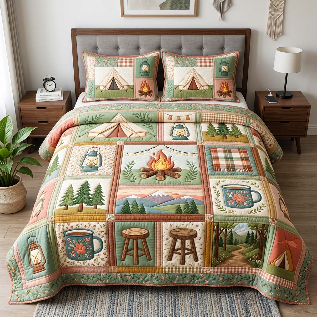 Cozy Camp Quilted Bedding Set Cozy Camp Statement Gift For Cozy Camp - Tradiviet