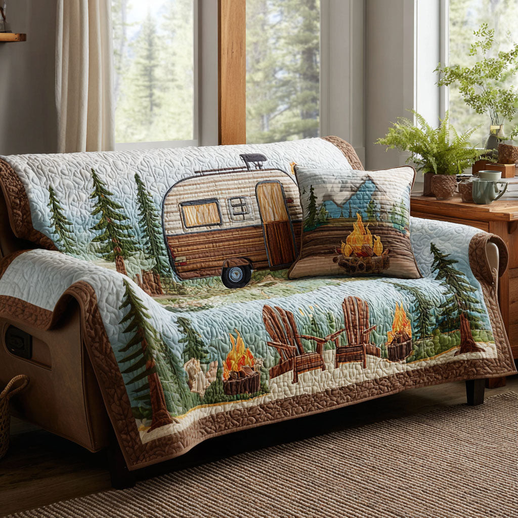 Cozy Camper Quilted Sofa Cover Good Sofa Covers Unique Camping Themed Gifts - Tradiviet
