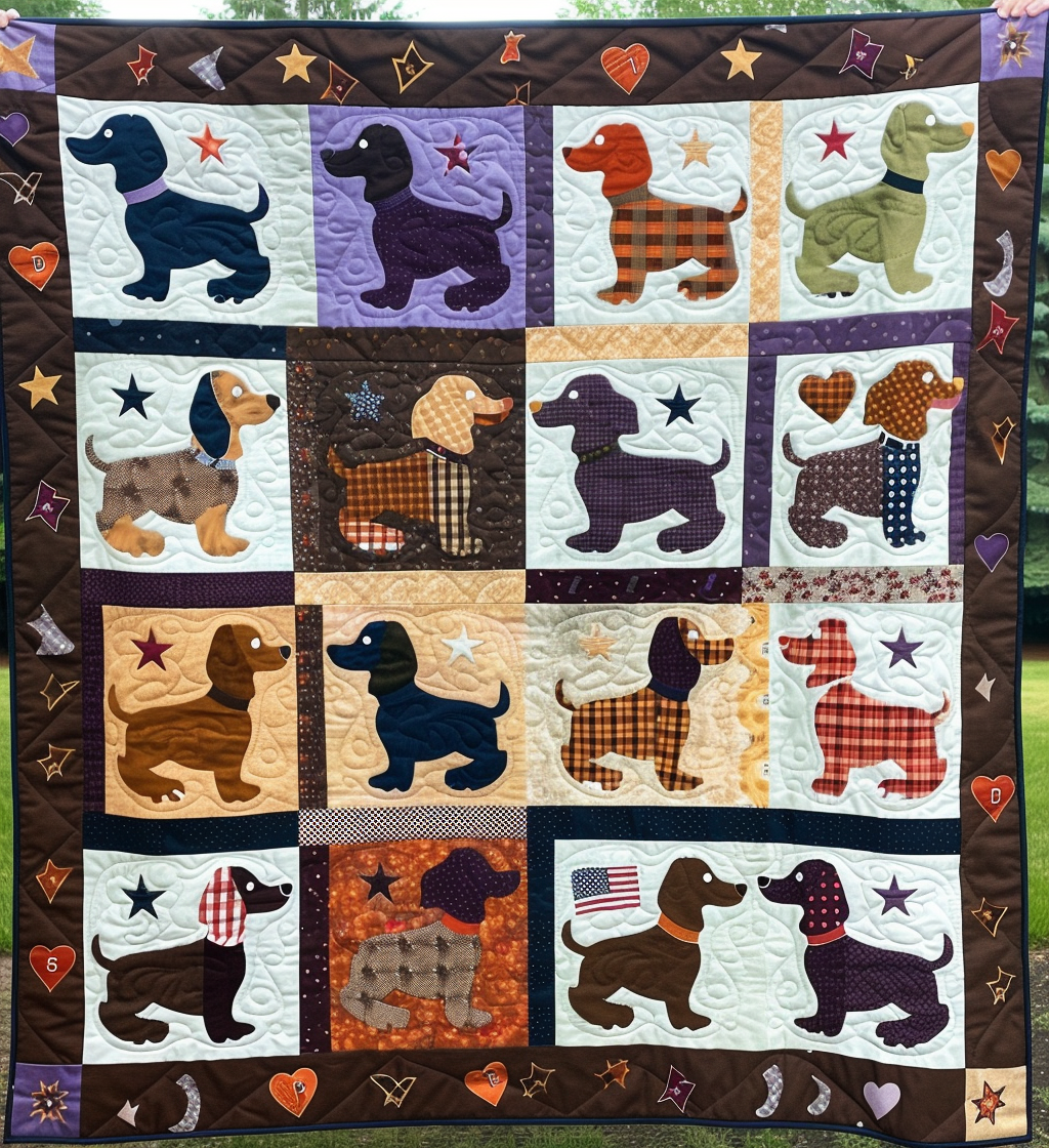 Cozy Canine Comfort Quilted Blanket Home Decor Gift For Boys - Tradiviet