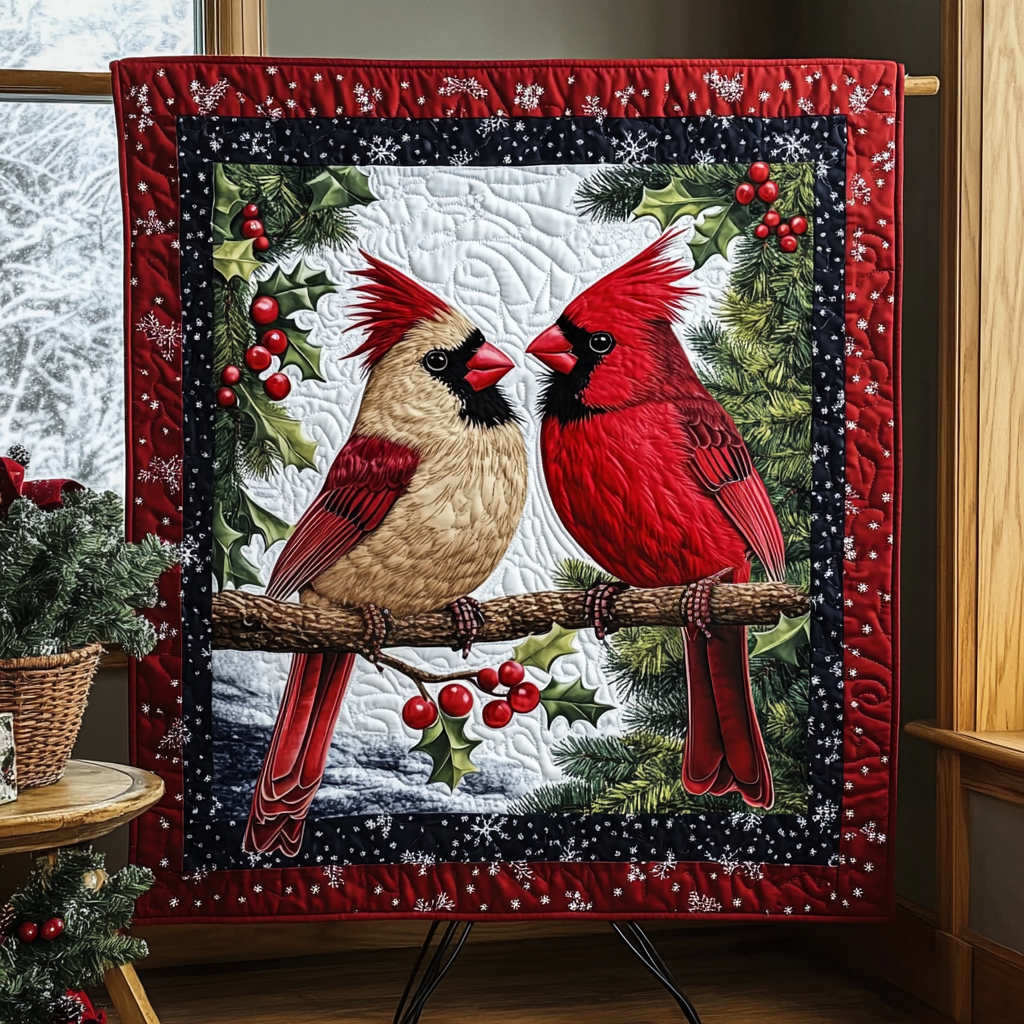 Cozy Cardinals Quilted Blanket Decorations Gift For Home Decor - Tradiviet
