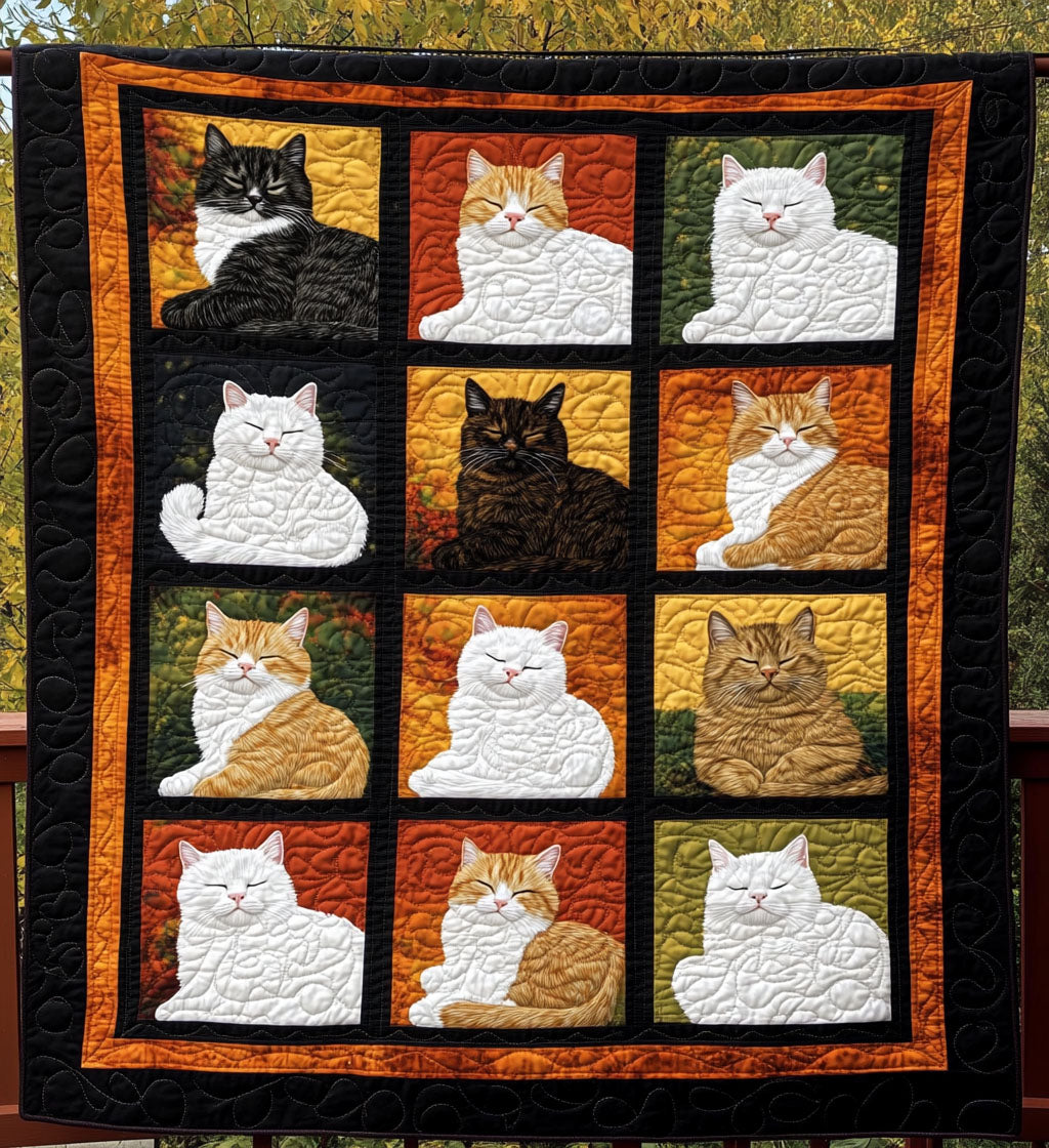 Cozy Cat Christmas Quilted Blanket Decorations Indoor Gift For Room Decor - Tradiviet