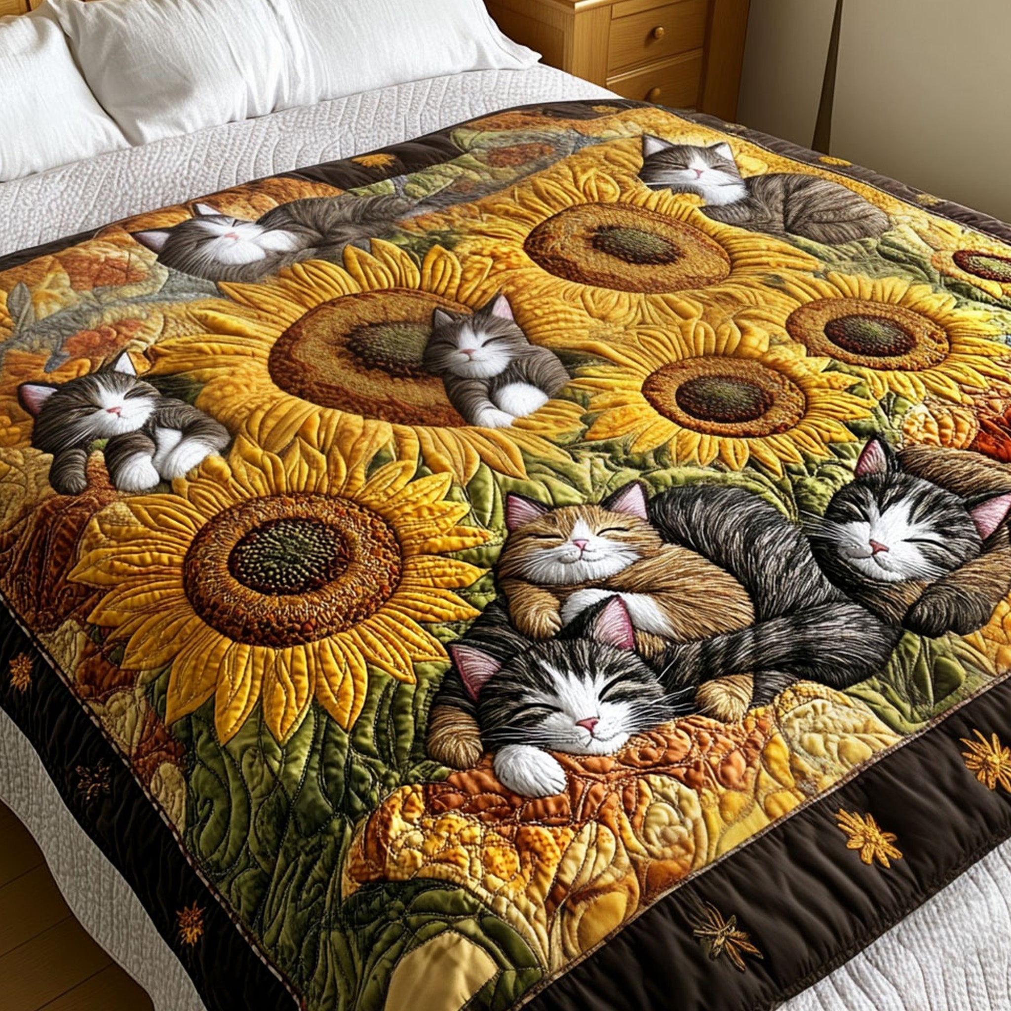 Cozy Cat Chronicles Quilted Blanket Indoor Decorations Gift For House Decor - Tradiviet
