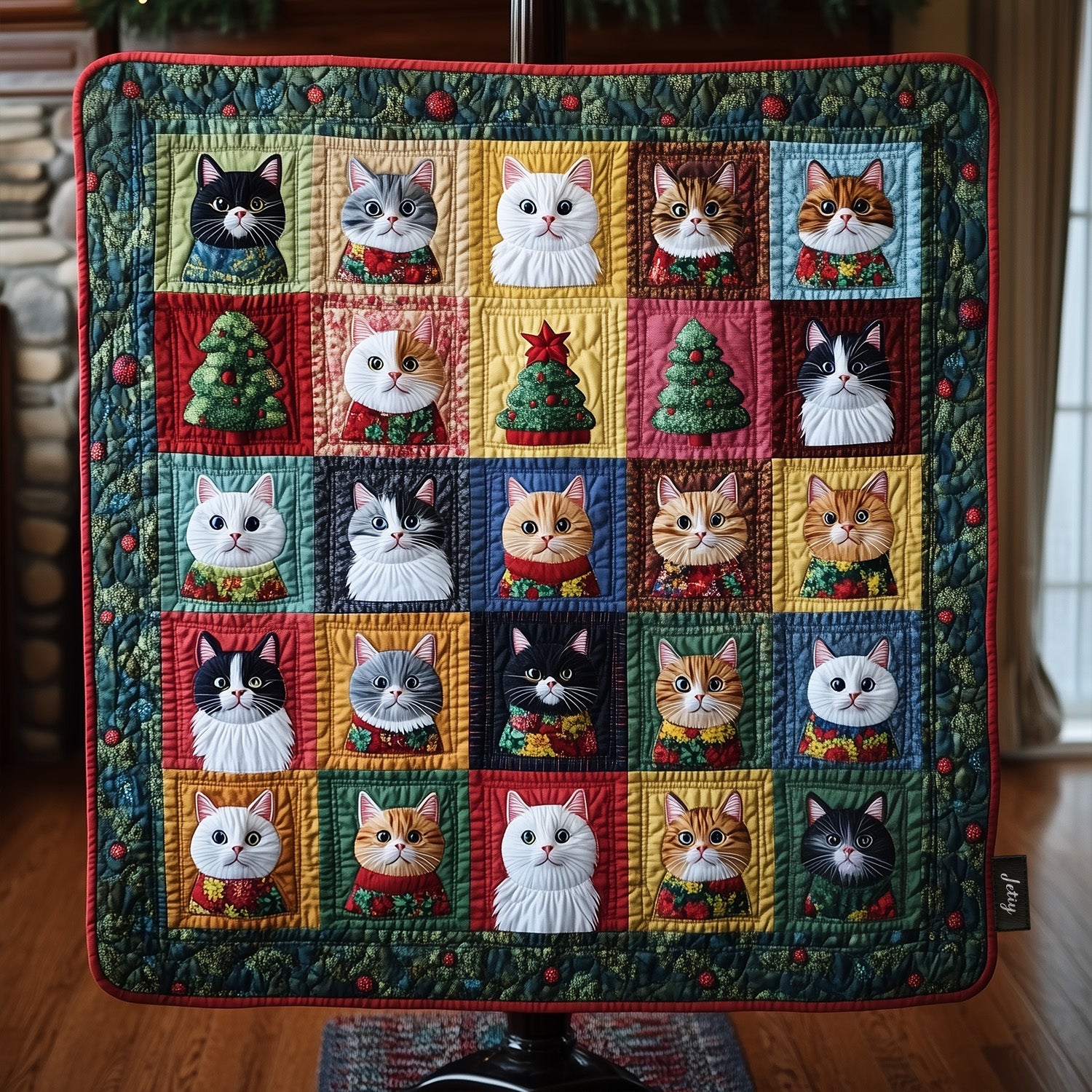 Cozy Cat Clusters Quilted Blanket Holiday Home Decor Gift For Wall Decor - Tradiviet