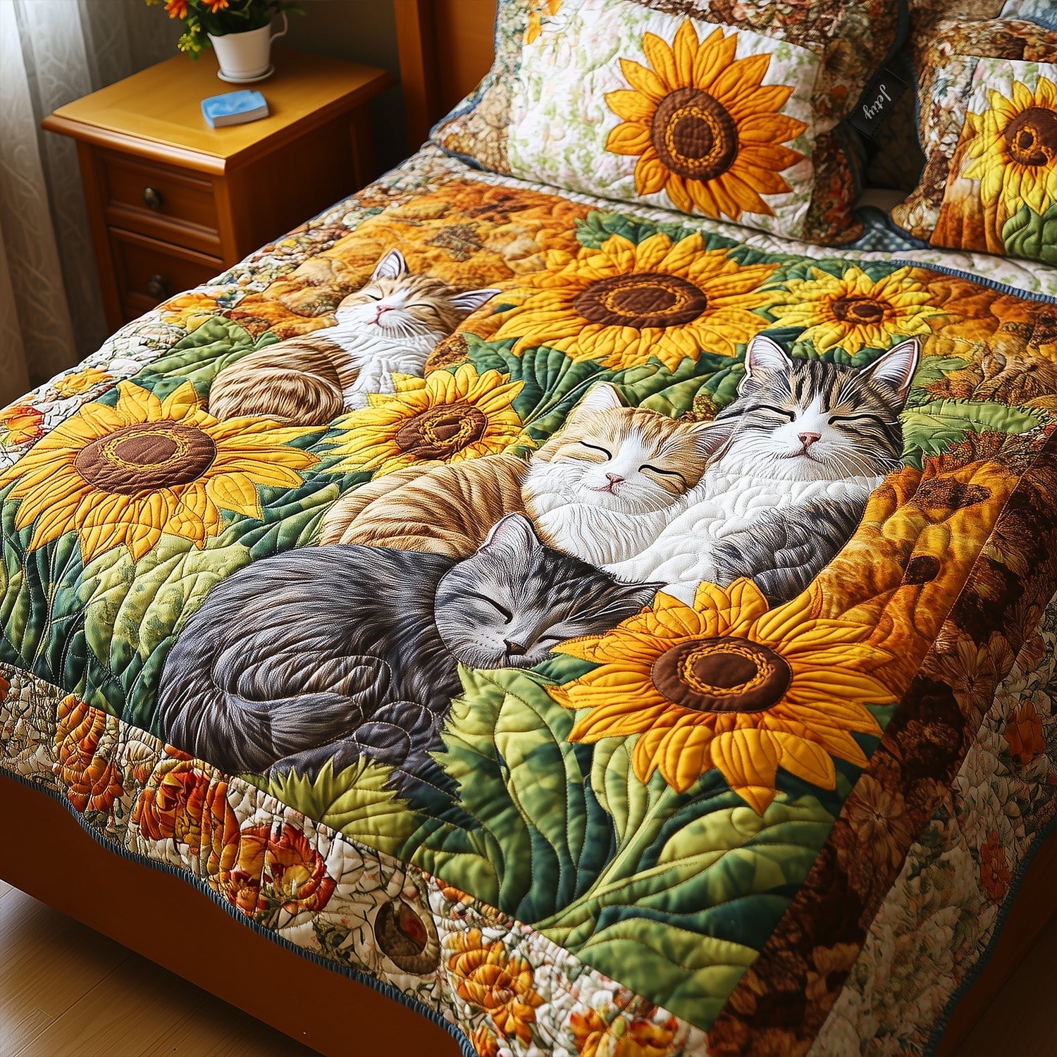 Cozy Cat Companions Quilted Blanket Home Decor Ideas Gift For Indoor Decor - Tradiviet