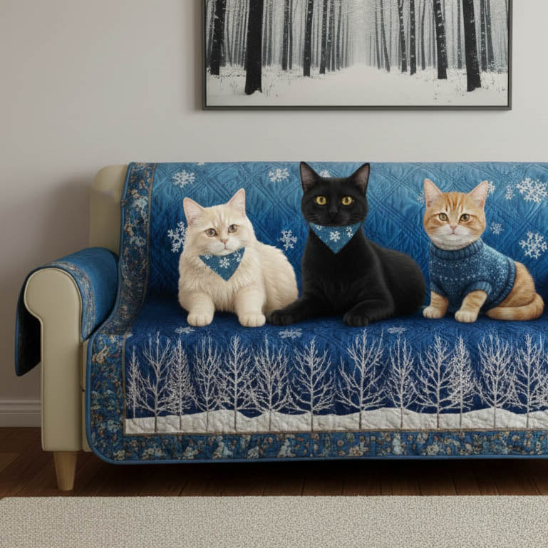Cozy Cat Quilted Sofa Cover Cat Home Couch Cover Gifts For Home Lovers - Tradiviet