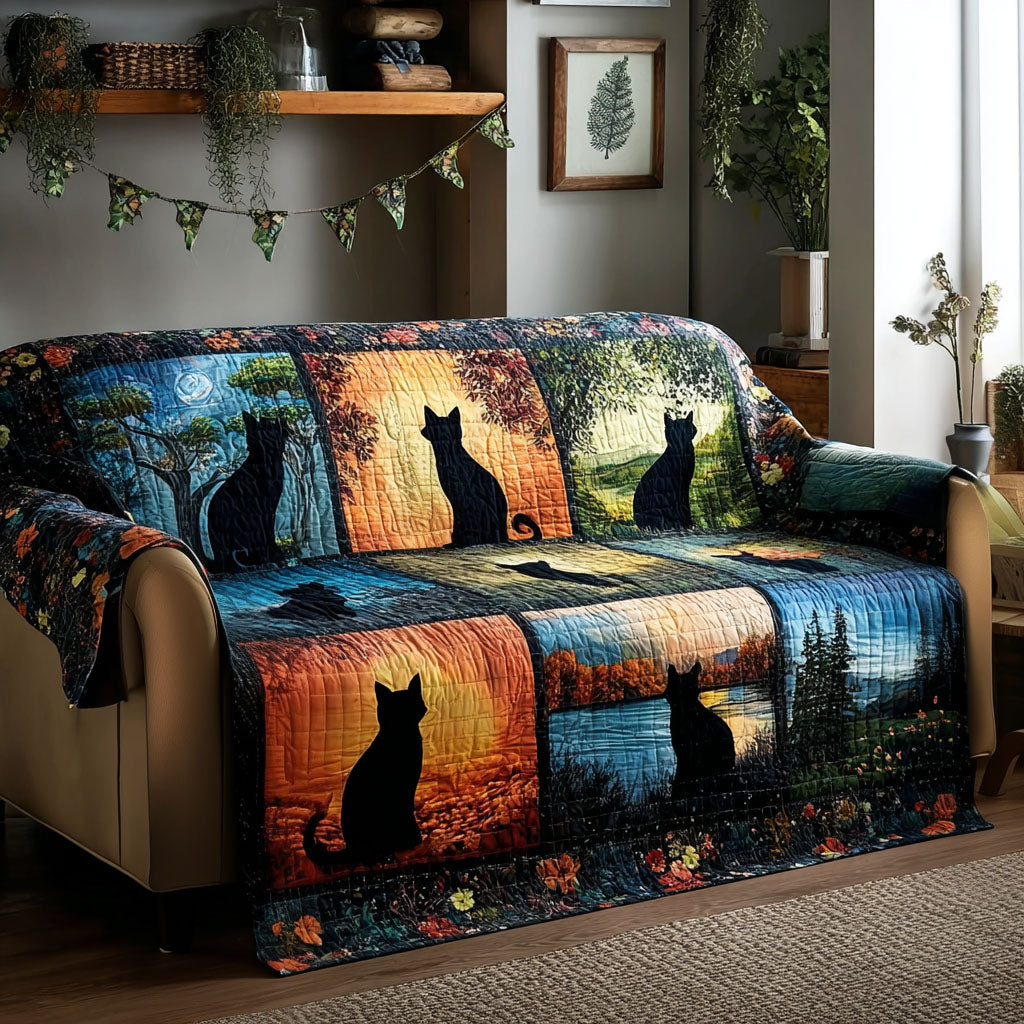 Cozy Cats Quilted Sofa Cover Minimalist Room Decor Cat Love Gifts Items - Tradiviet