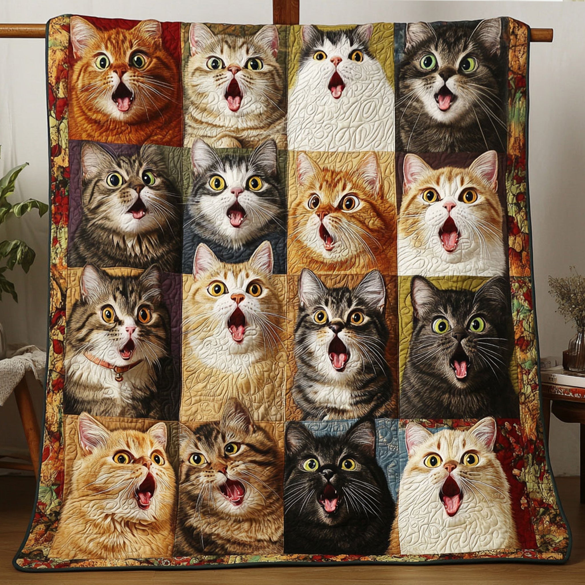 Cozy Catscape Quilted Blanket Room Decorations Gift For Home Lover - Tradiviet