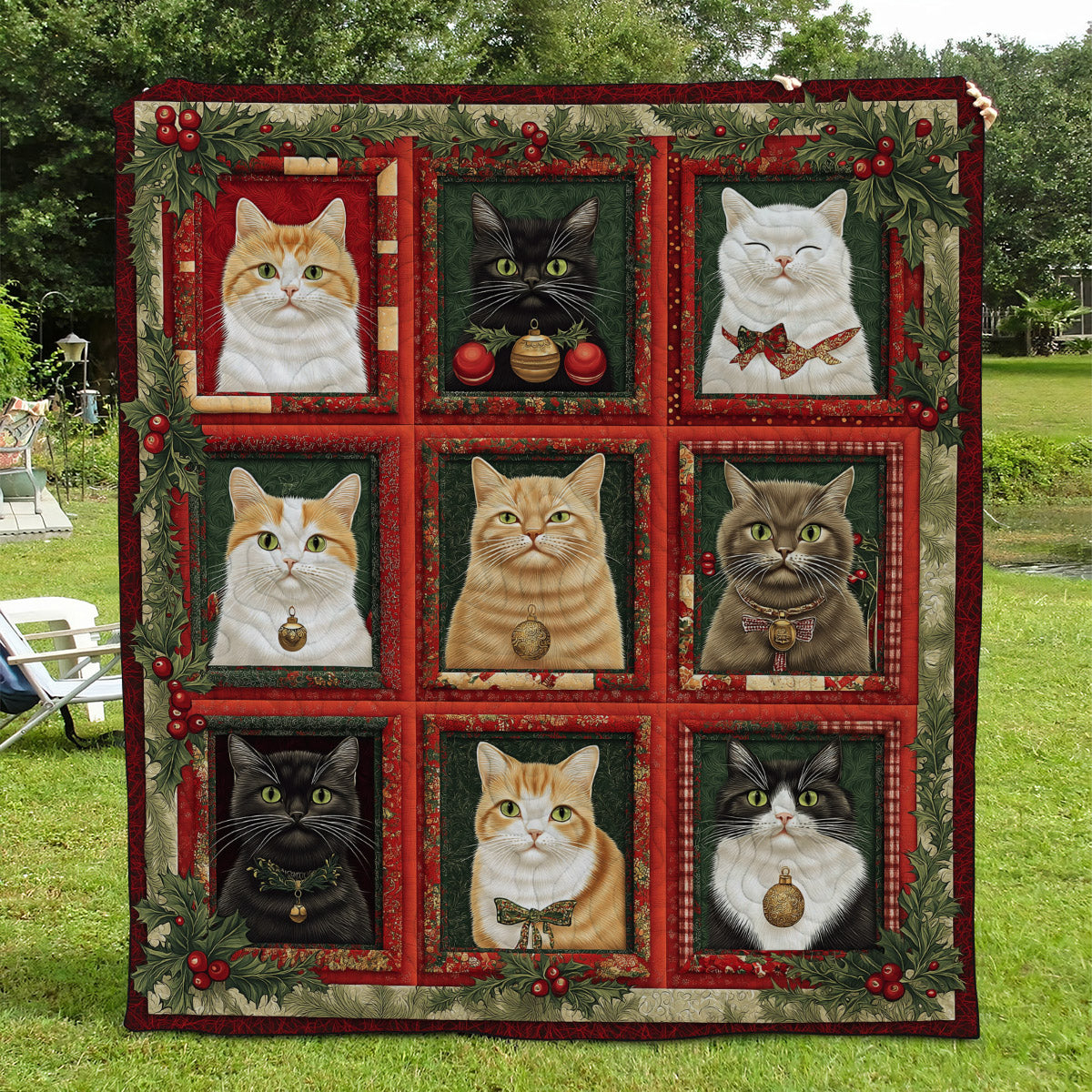 Cozy Christmas Cats Quilted Blanket Bedroom Decorations Gift For Cute Decor - Tradiviet