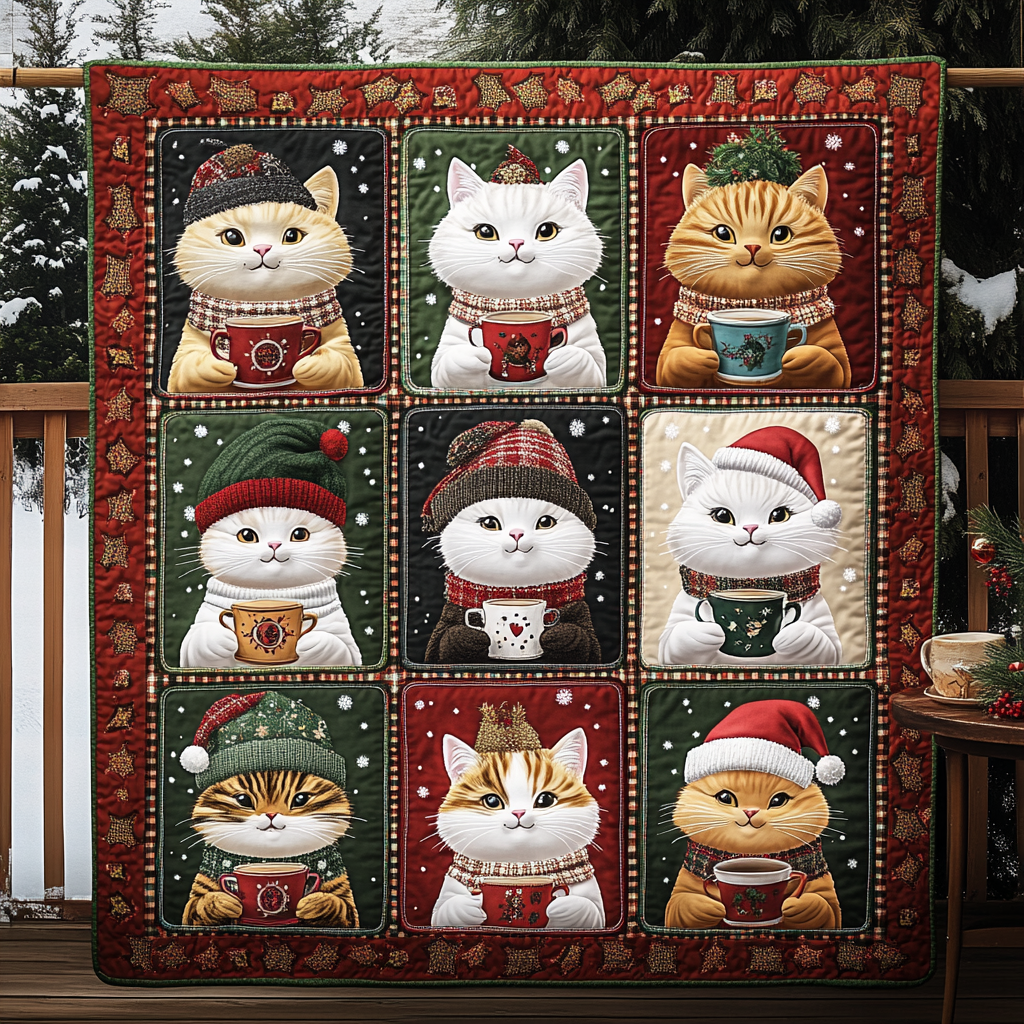 Cozy Christmas Cats Quilted Blanket Decorations For Your Room Gift For Decor - Tradiviet