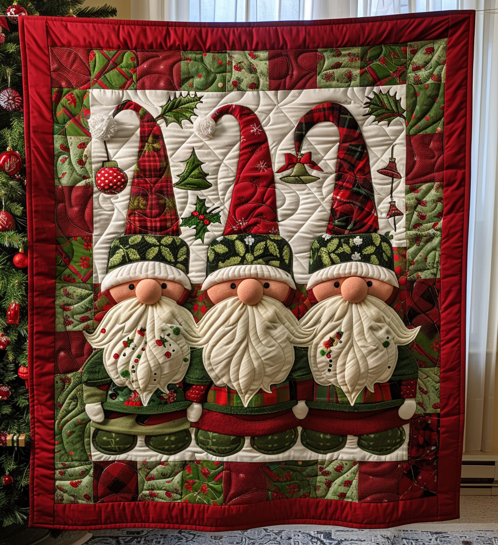 Cozy Christmas Gnomes Quilted Blanket Mens Bedroom Decor Gift For Home Accent - Tradiviet