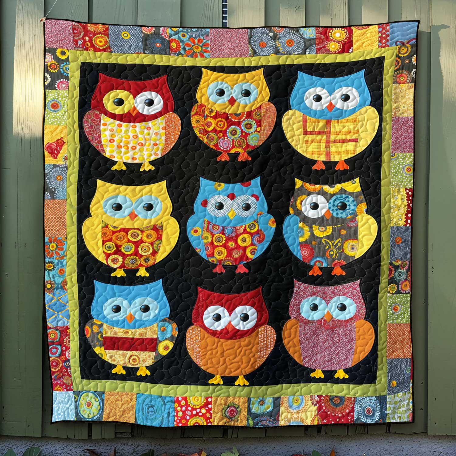 Cozy Coloful Owl Quilted Blanket Home Decor Patriotic Gifts For Him - Tradiviet
