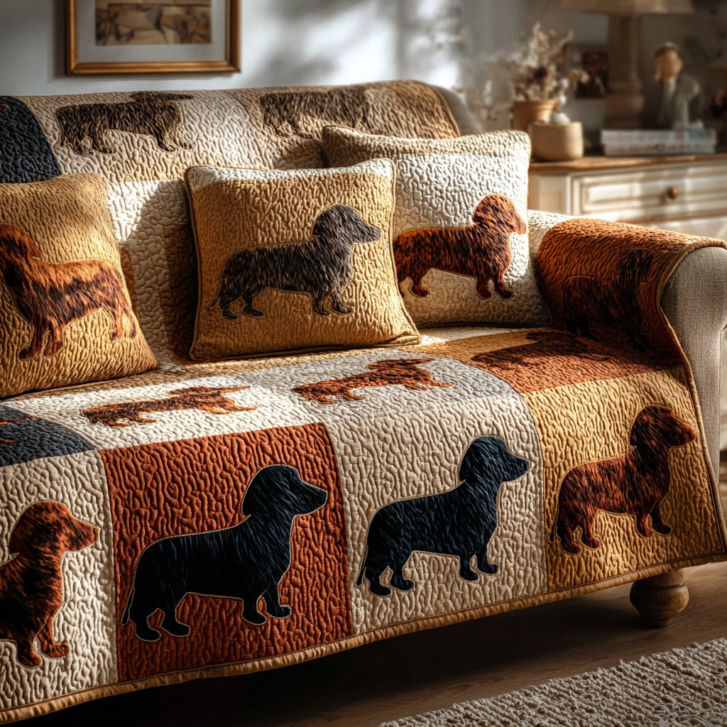 Cozy Dachshunds Quilted Sofa Cover Room Room Decor Room Decor Gift Ideas - Tradiviet