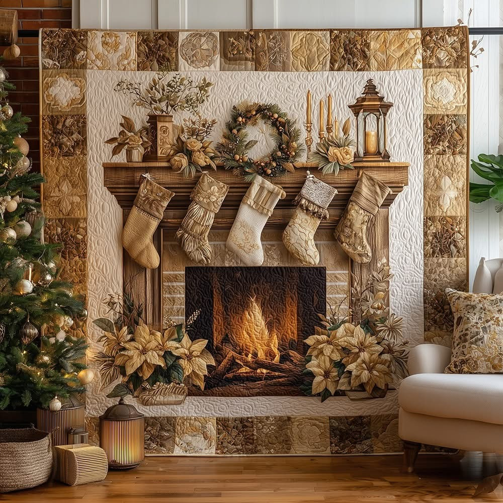 Cozy Fireside Quilted Blanket Great Merch Ideas For People Who Love Cozy Xmas - Tradiviet