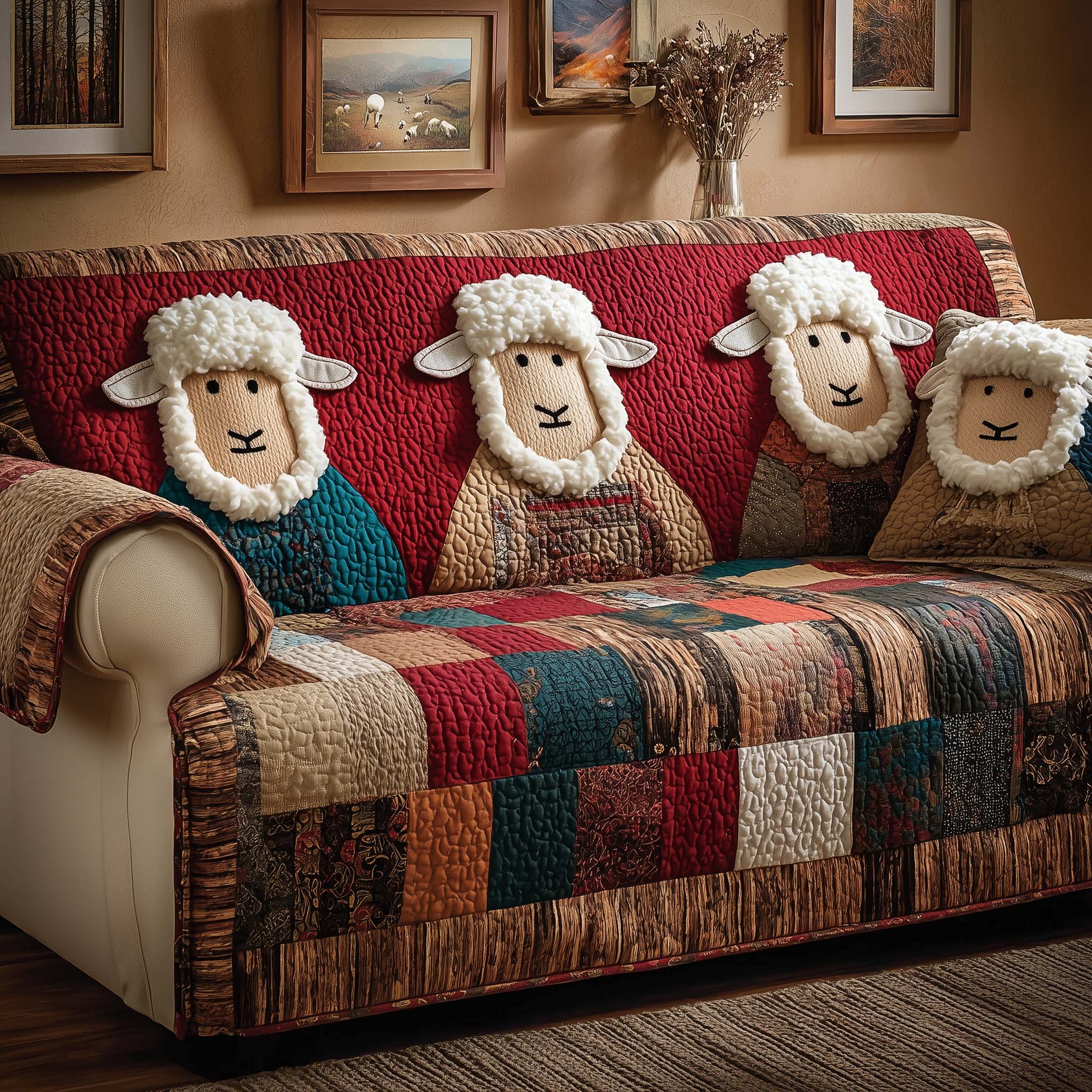 Cozy Flock Quilted Sofa Cover Bird Home Couch Cover Gifts For Home Decor - Tradiviet