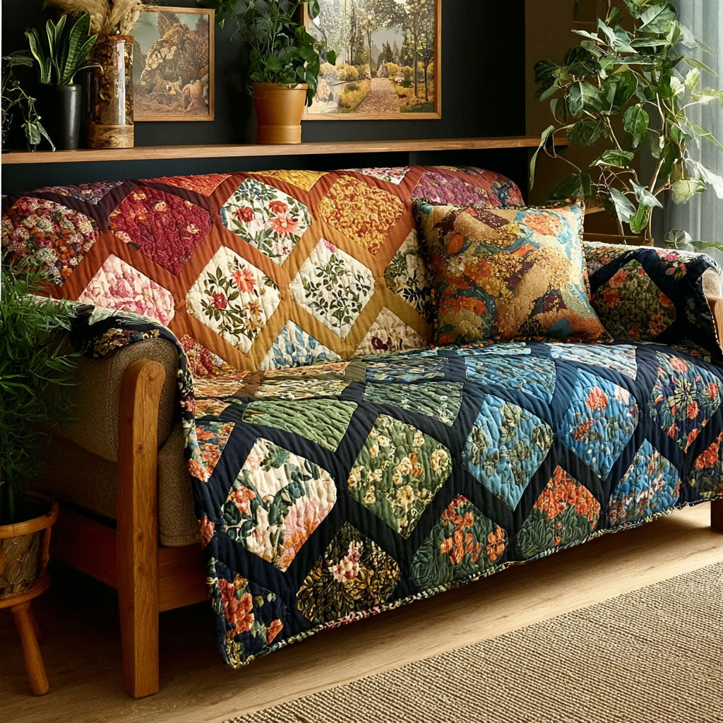 Cozy Floral Quilted Sofa Cover Room Decor Inspiration Present For House Lovers - Tradiviet