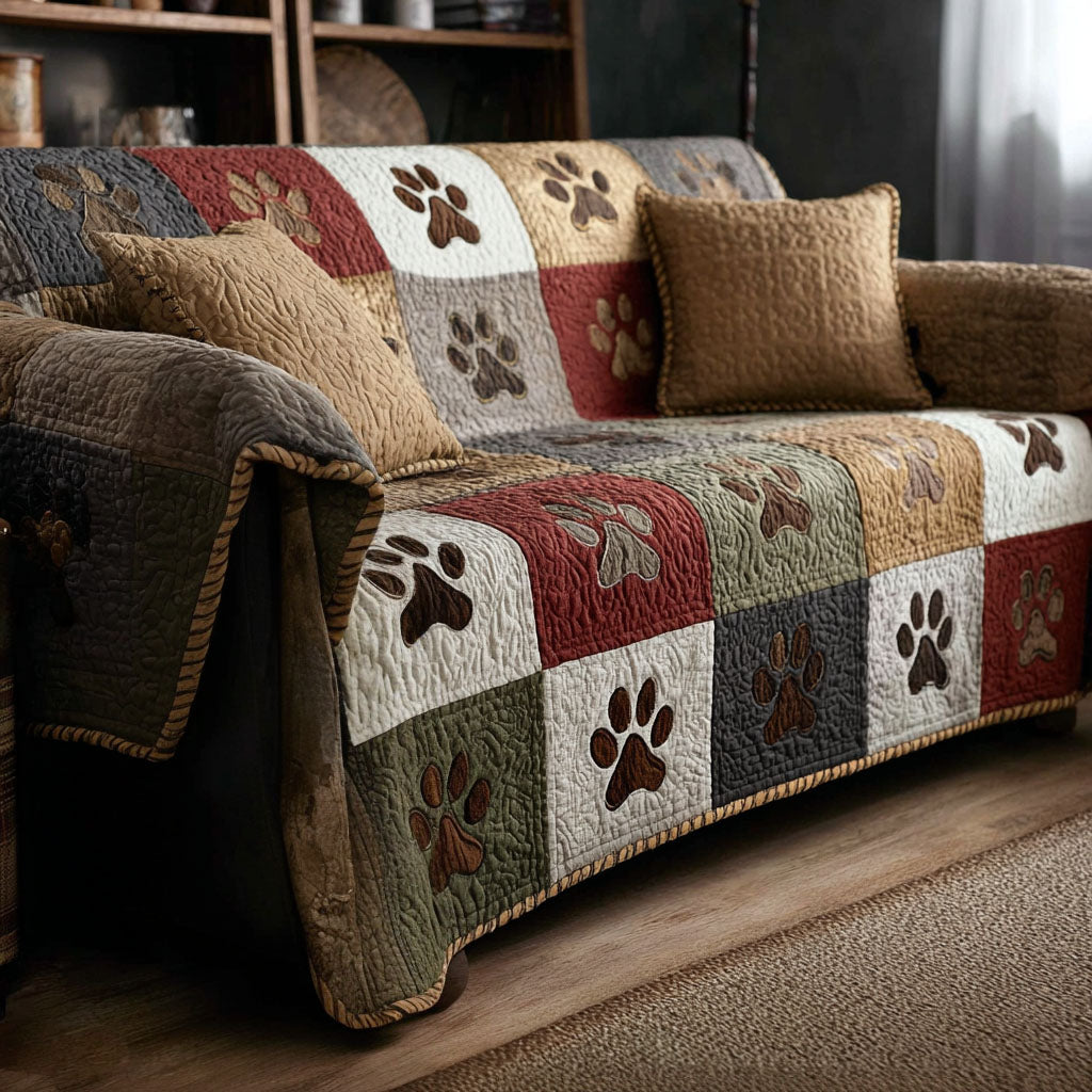 Cozy Footprints Quilted Sofa Cover Minimalist Home Room Decor Home Gifts For Him - Tradiviet