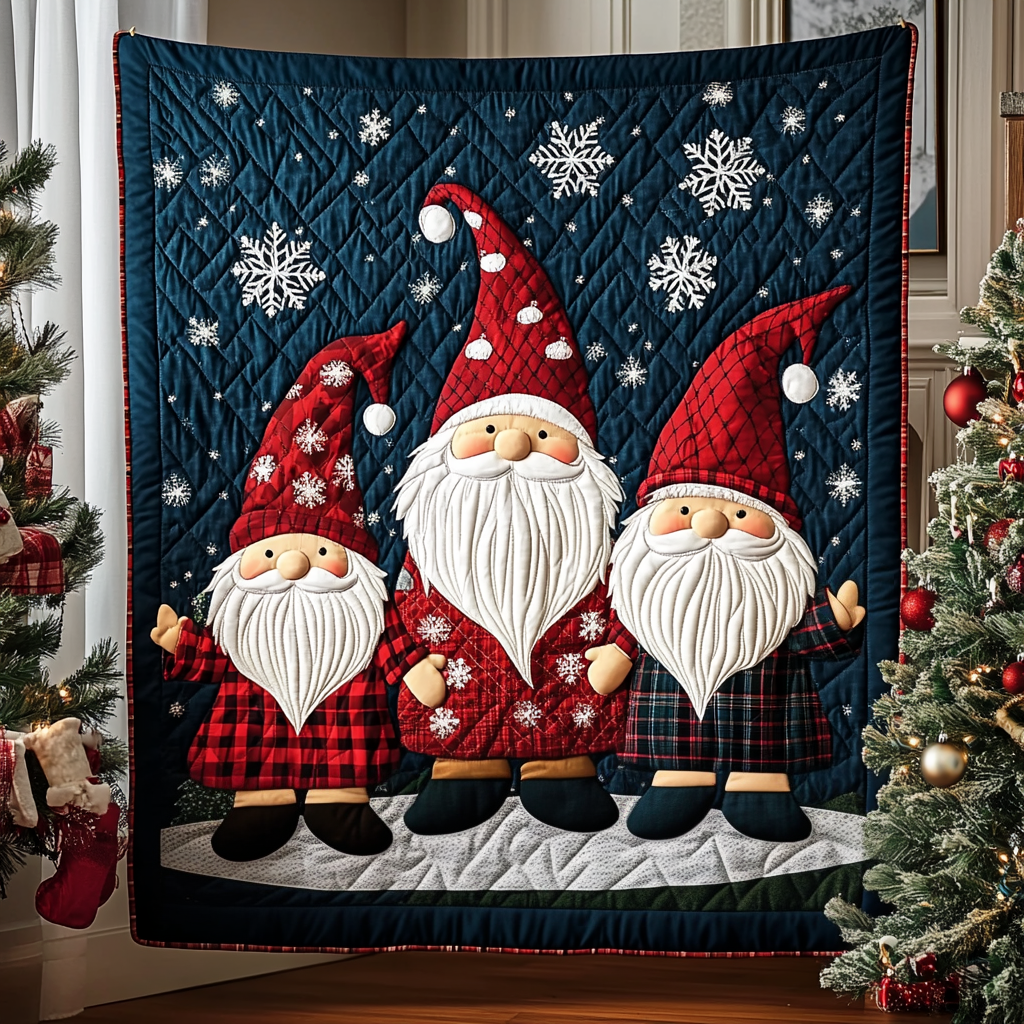 Cozy Gnome Charm Quilted Blanket America Land Of The Free Gifts For 4Th Of July - Tradiviet