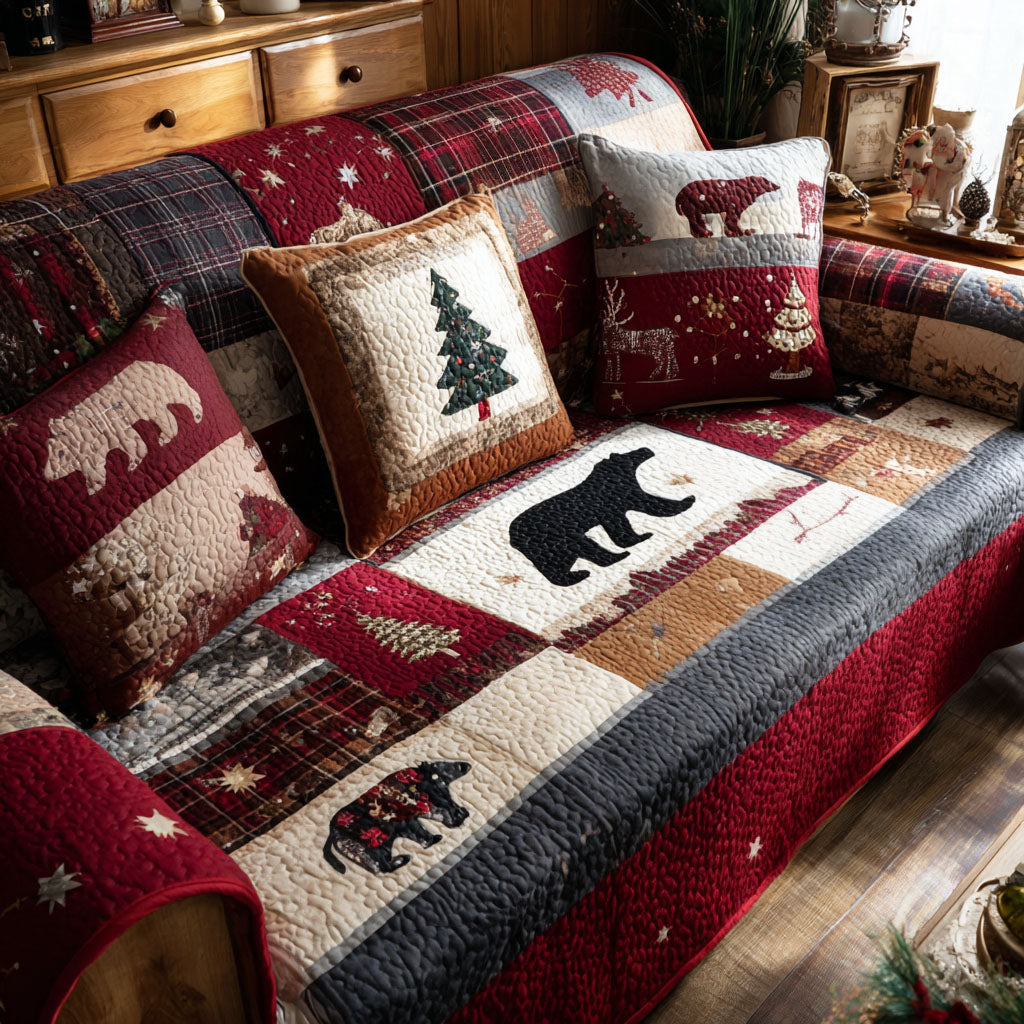 Cozy Grizzly Quilted Sofa Cover Elegant Home Room Decor Great Home Decor Finds - Tradiviet