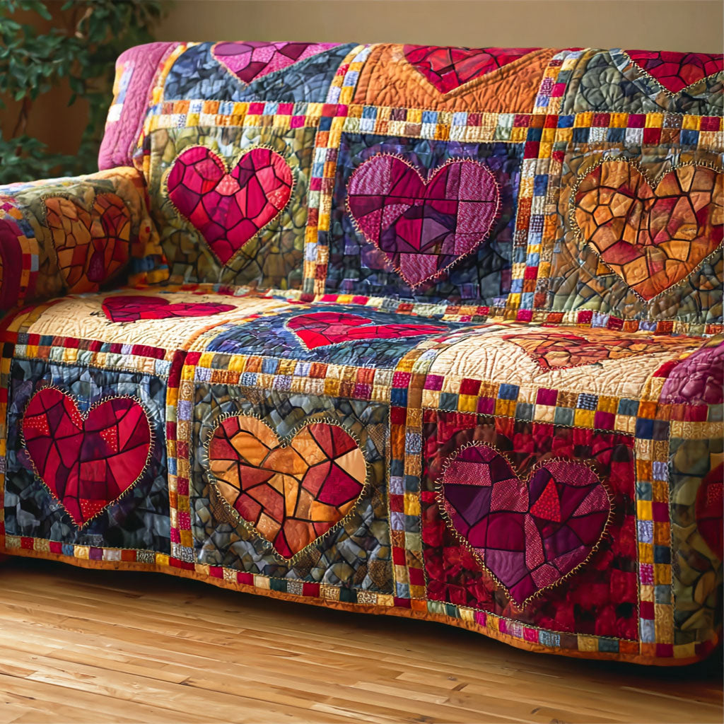 Cozy Heartwork Quilted Sofa Cover Cool Sofa Slipcovers Christmas Gift Ideas For Couples - Tradiviet
