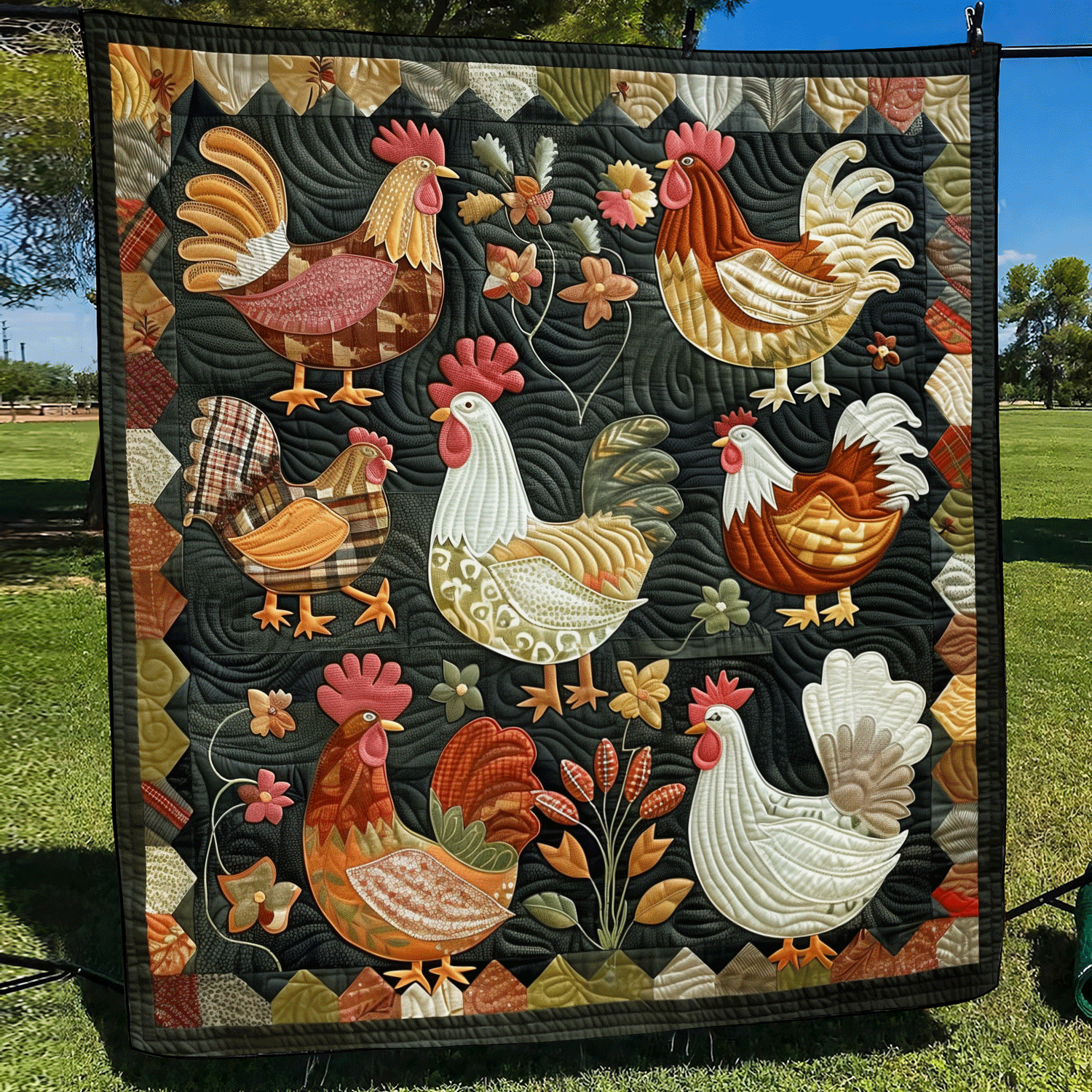 Cozy Henhouse Quilted Blanket Best 4Th Of July Gift For Mom - Tradiviet