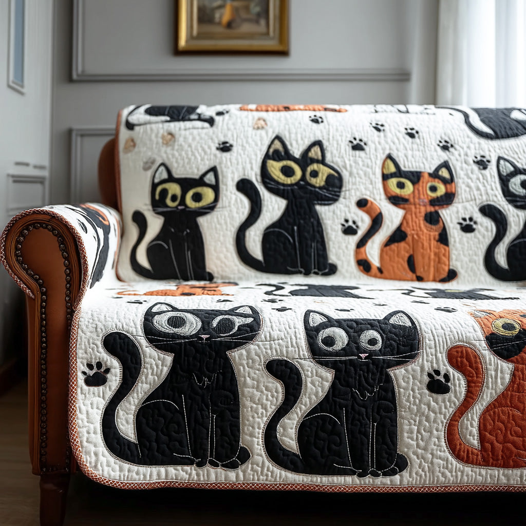 Cozy Kitty Quilted Sofa Cover Holiday Room Decor New Home Gift Ideas - Tradiviet