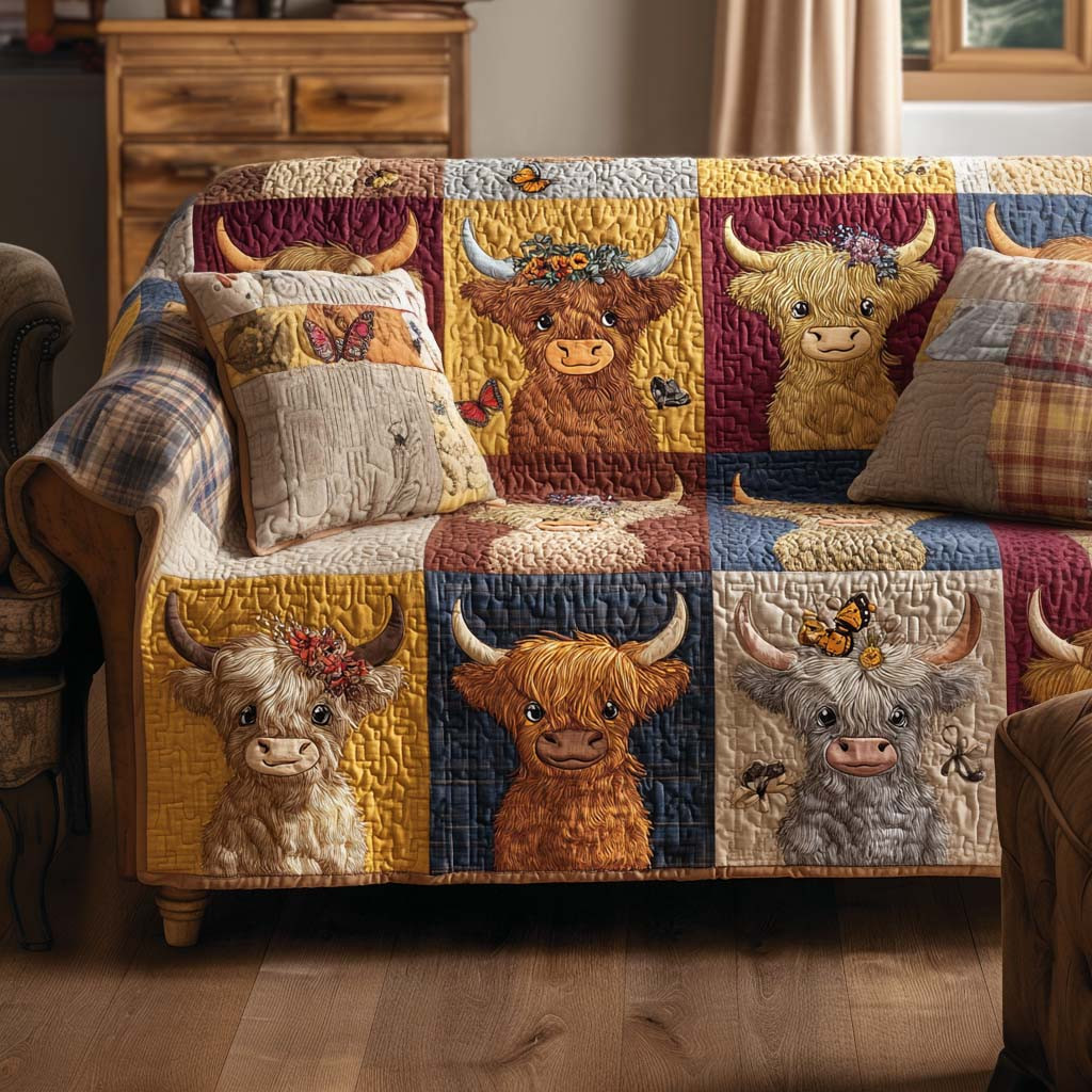 Cozy Pastures Quilted Sofa Cover Home Decorattions Cow Lover Gift Ideas - Tradiviet