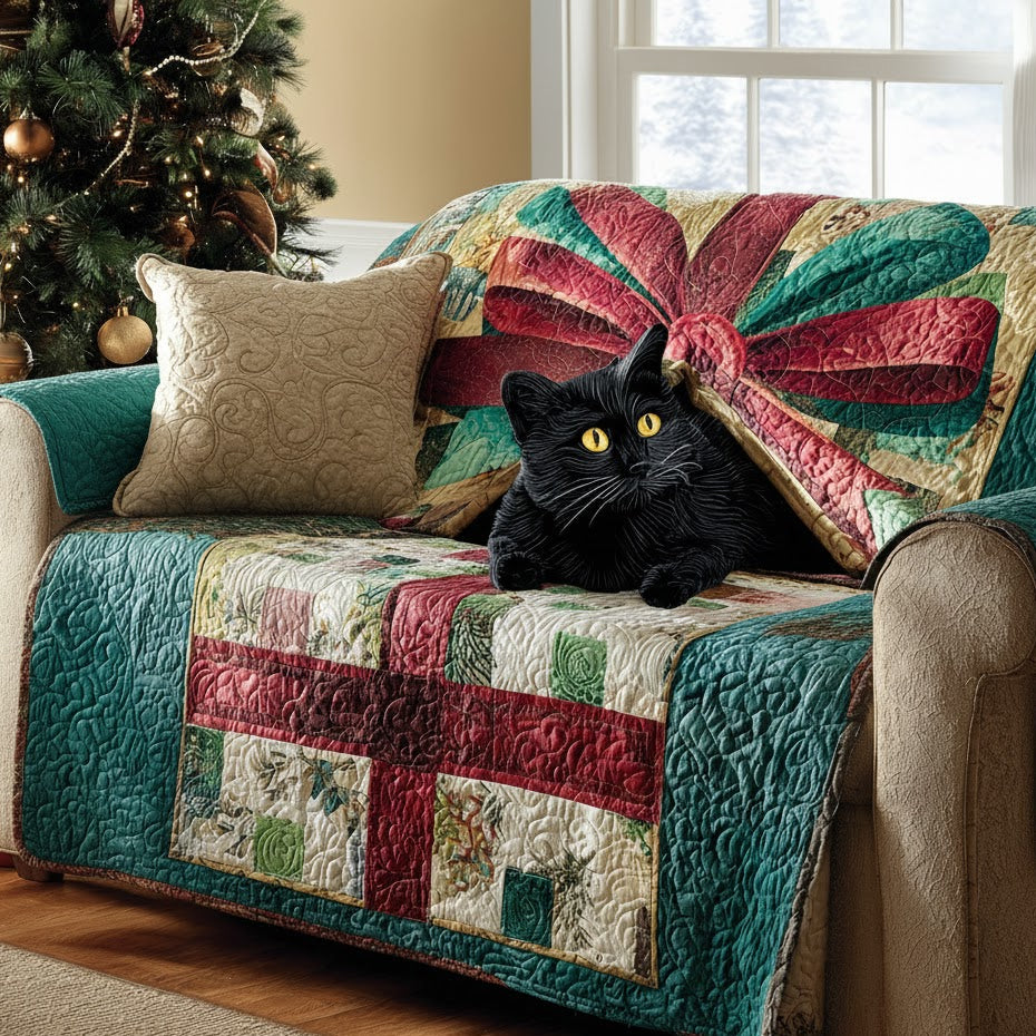 Cozy Paws Christmas Quilted Sofa Cover Classic Home Room Decor Cozy Living Gift Ideas - Tradiviet