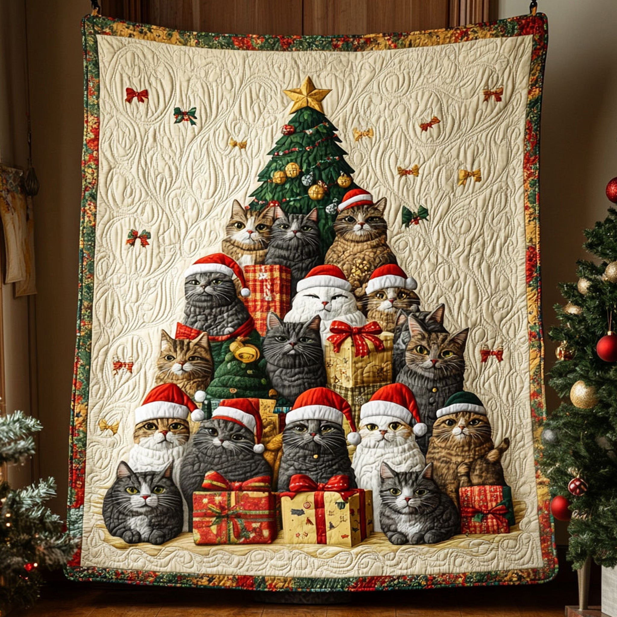Cozy Paws Parade Quilted Blanket July 4 Decor Gift For Aunt - Tradiviet