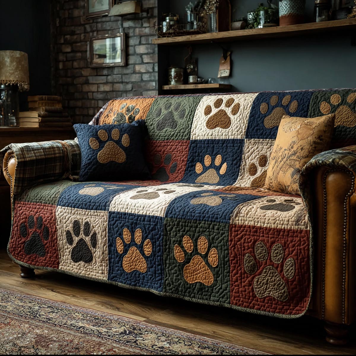 Cozy Paws Quilted Sofa Cover Natural Home Room Decor Gift For Cozy Spaces - Tradiviet
