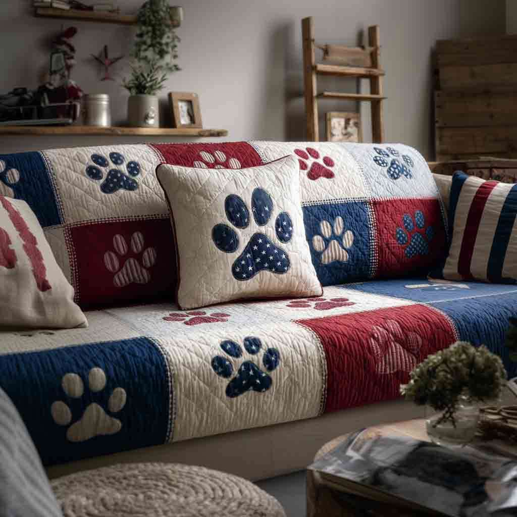 Cozy Paws Quilted Sofa Cover Sofa Couch Slipcover Dog Lovers Birthday Presents - Tradiviet