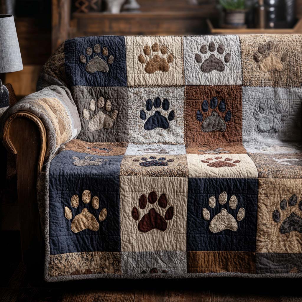 Cozy Paws Quilted Sofa Cover Trendy Home Room Decor Room Gift For Him - Tradiviet