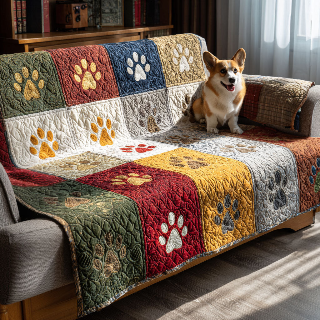 Cozy Pawscape Quilted Sofa Cover Large Couch Cover Good Gifts For Dog Owners - Tradiviet