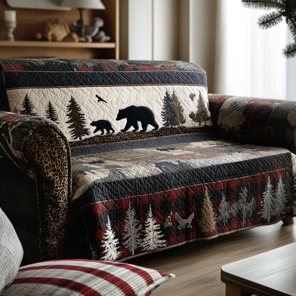 Cozy Pines Quilted Sofa Cover Indoor Room Decor Present For Home Lovers - Tradiviet