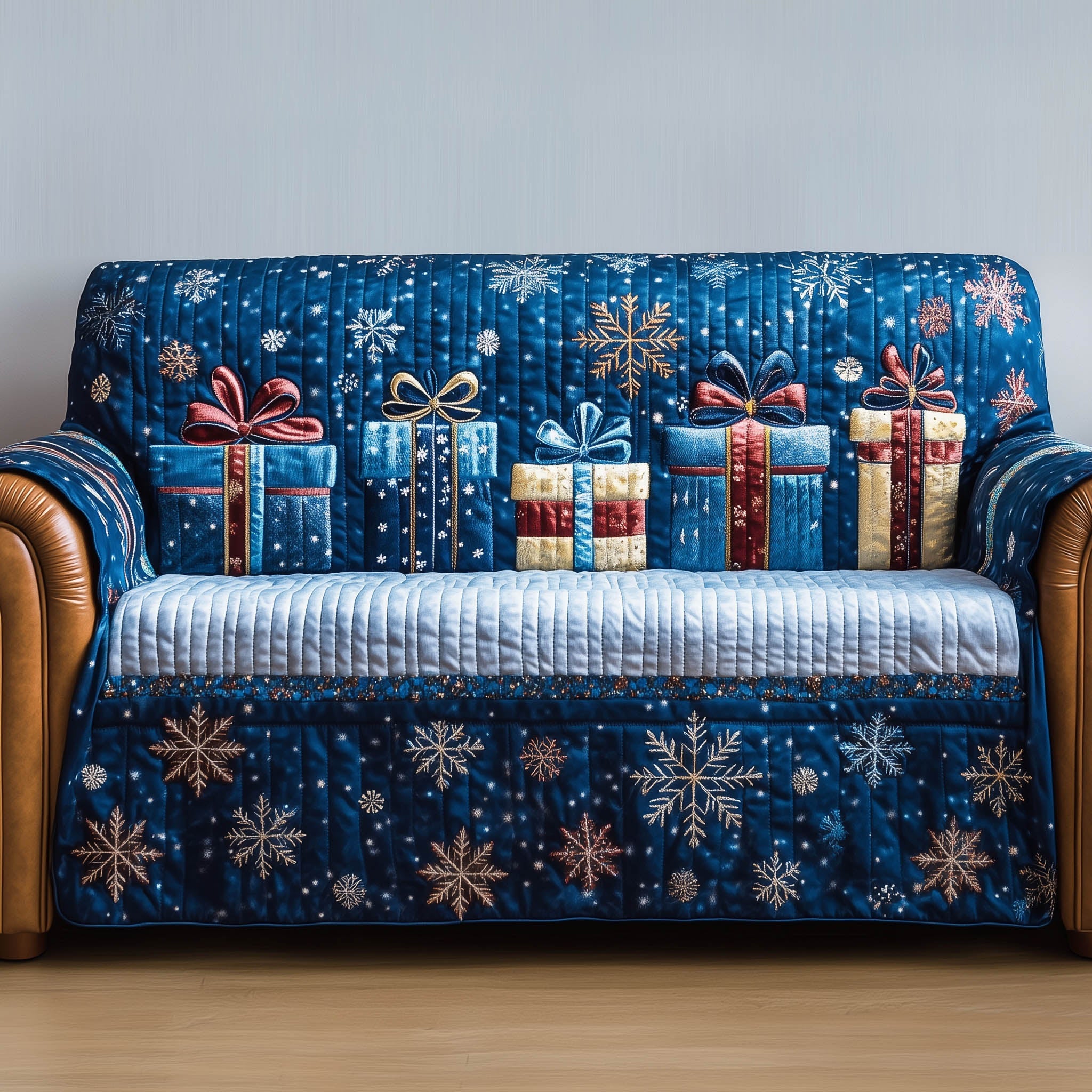 Cozy Presents Quilted Sofa Cover Christmas Home Couch Cover Gift For Room Lovers - Tradiviet