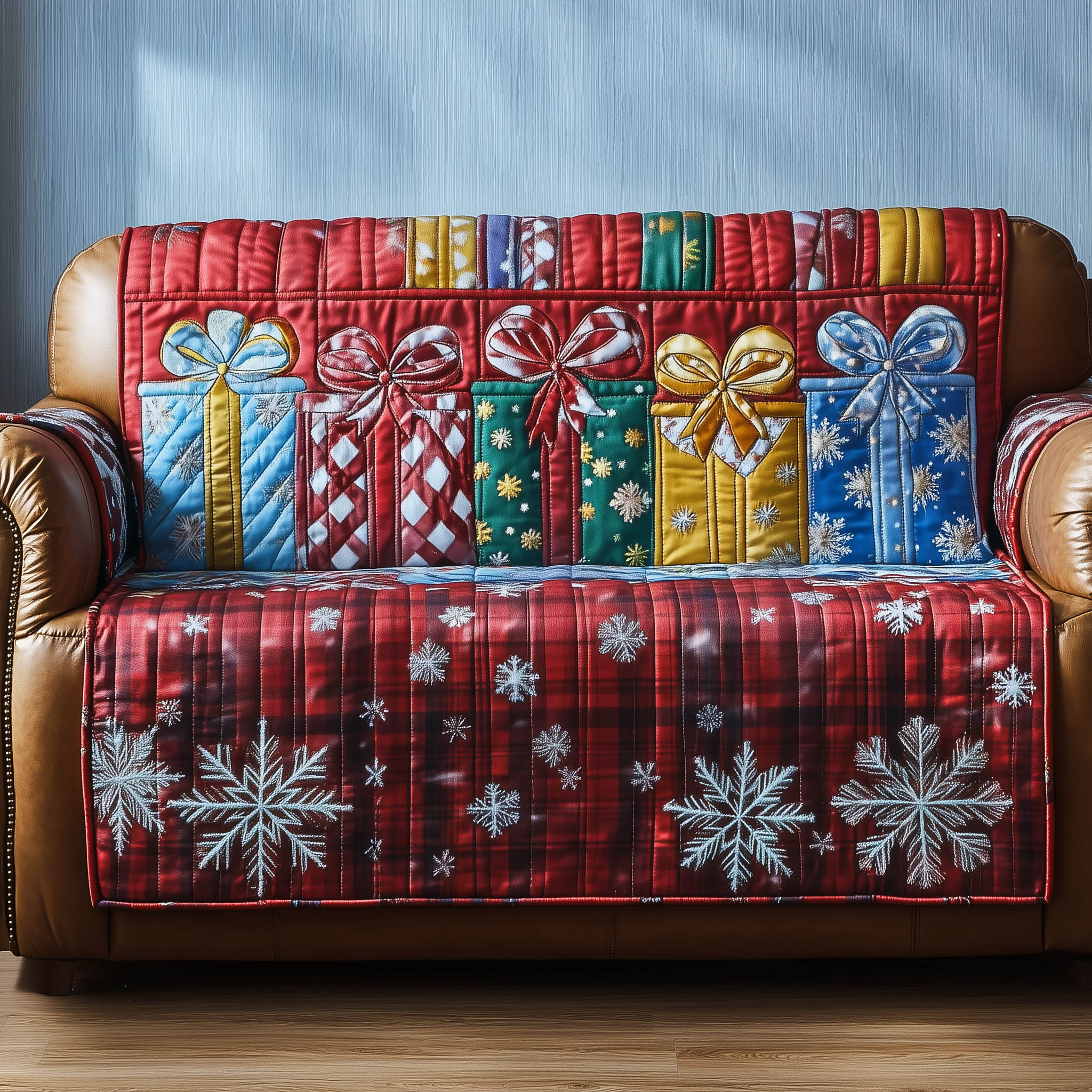 Cozy Presents Quilted Sofa Cover Christmas Home Couch Cover Home Lover Gift Ideas - Tradiviet