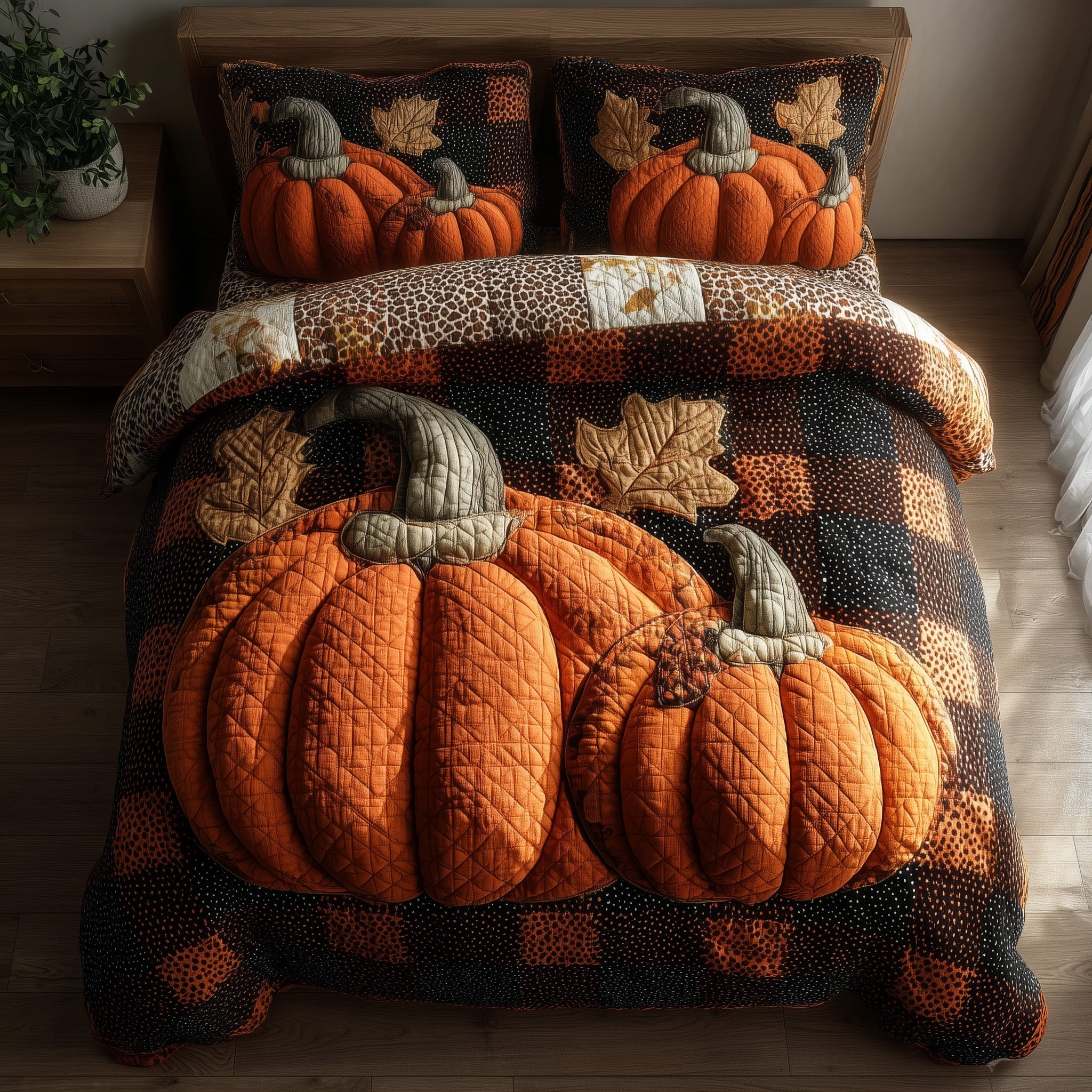 Cozy Pumpkin Quilted Bedding Set Cozy Pumpkin Heritage Gift For Cozy Pumpkin - Tradiviet