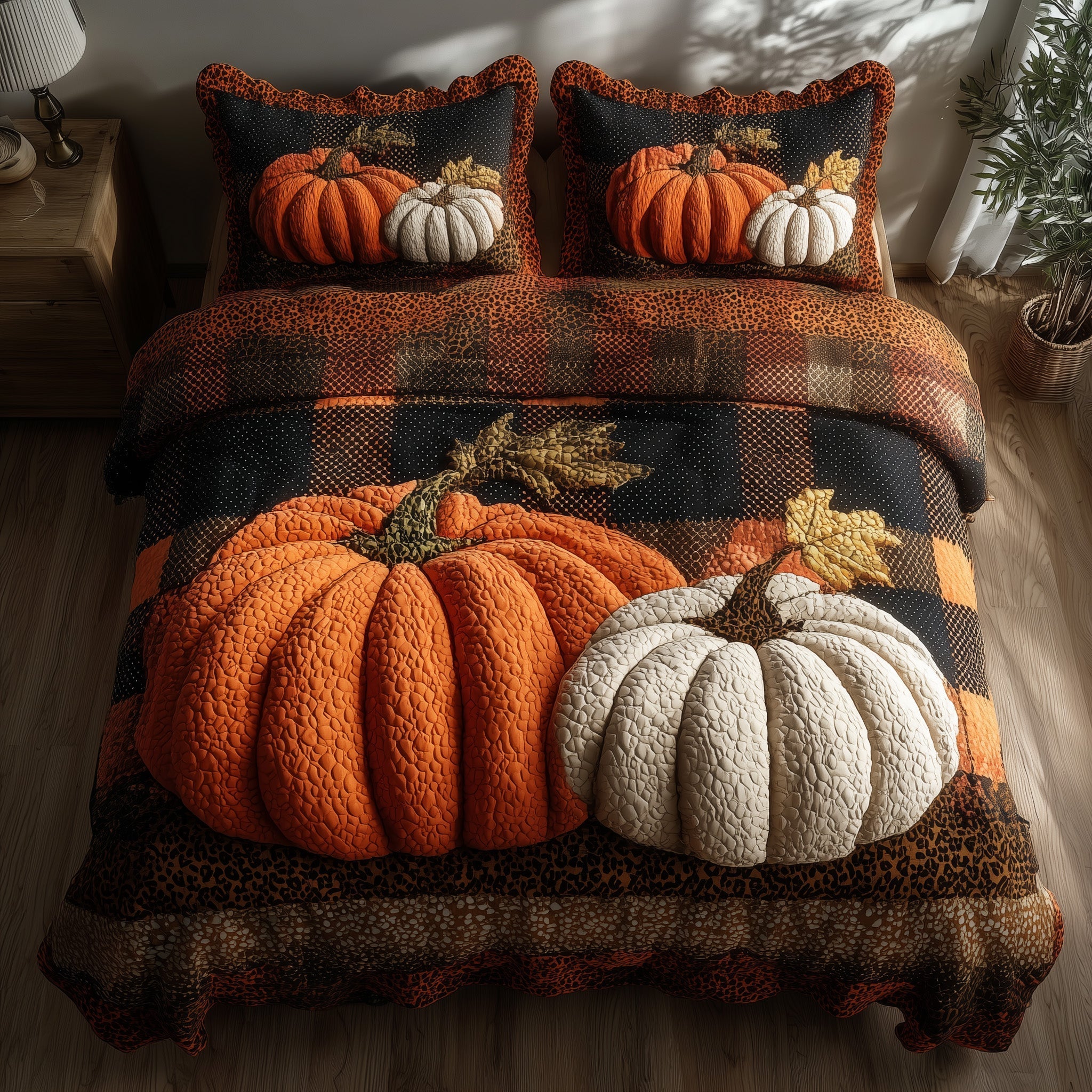 Cozy Pumpkin Quilted Bedding Set Cozy Pumpkin Nook Gift For Cozy Brother - Tradiviet