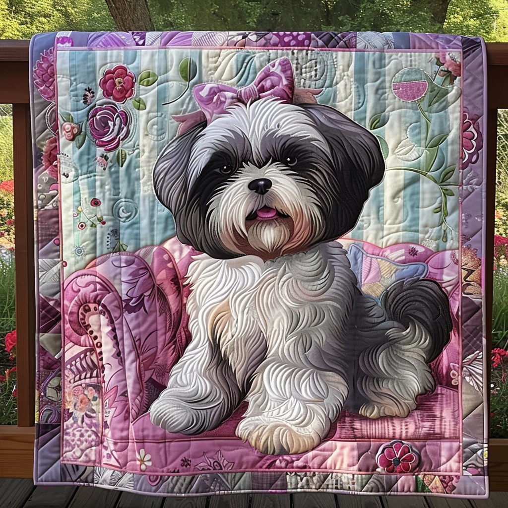 Cozy Shih Tzu Dreams Quilted Blanket Celebrate America's 250th Gift For Him - Tradiviet