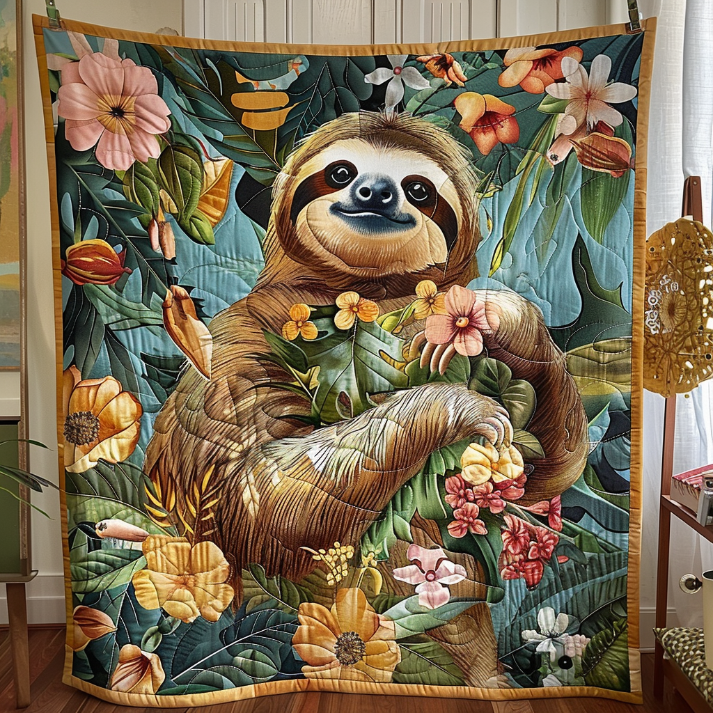 Cozy Sloth Vibes Quilted Blanket 250th Anniversary Of Independence Gift For Women - Tradiviet