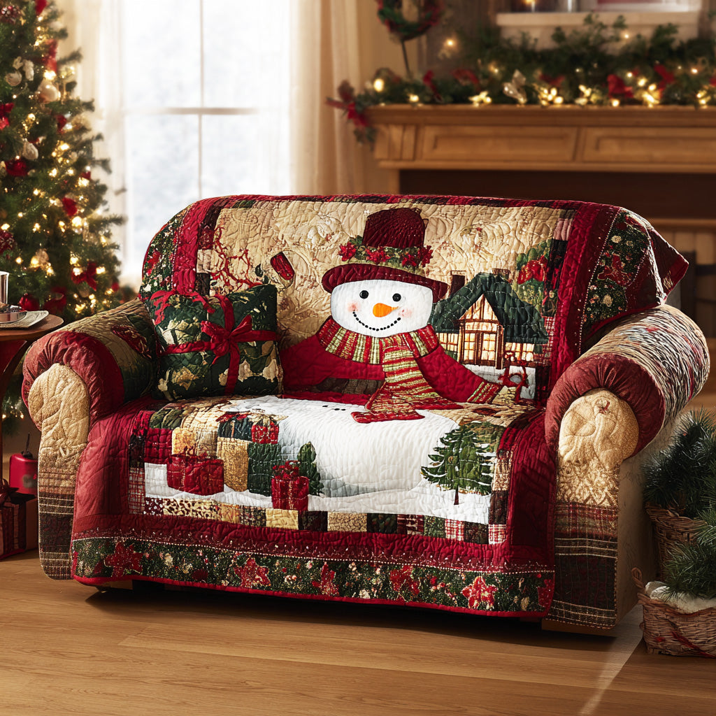 Cozy Snow Gathering Quilted Sofa Cover Room Decor For Home Gift For New Home - Tradiviet