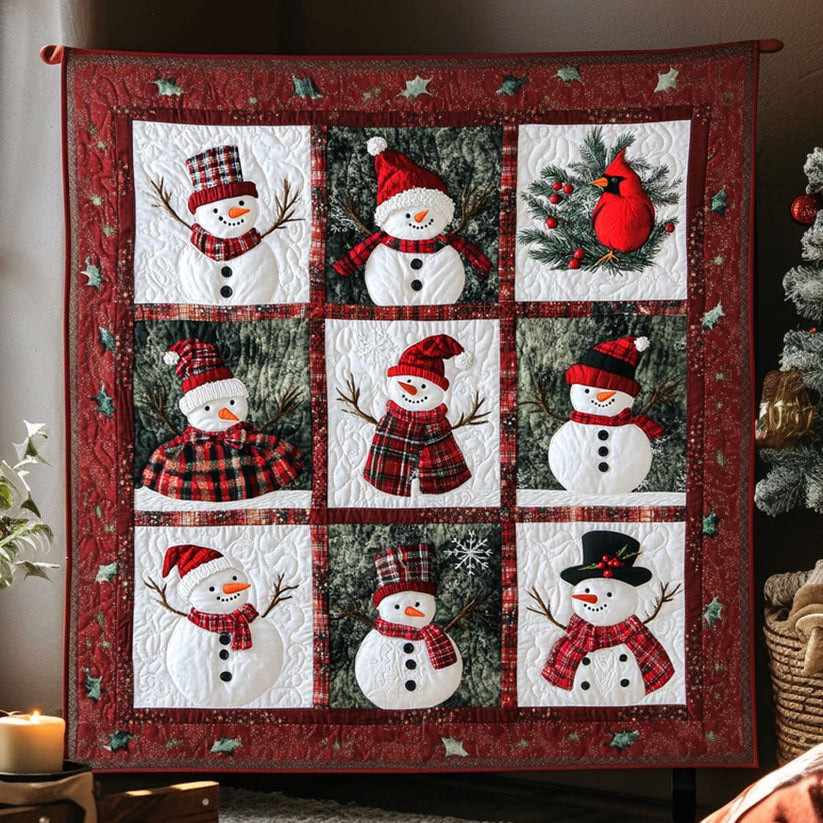 Cozy Snowman Quilt Blanket Cute Christmas Blanket Snowman Themed Gifts - Tradiviet