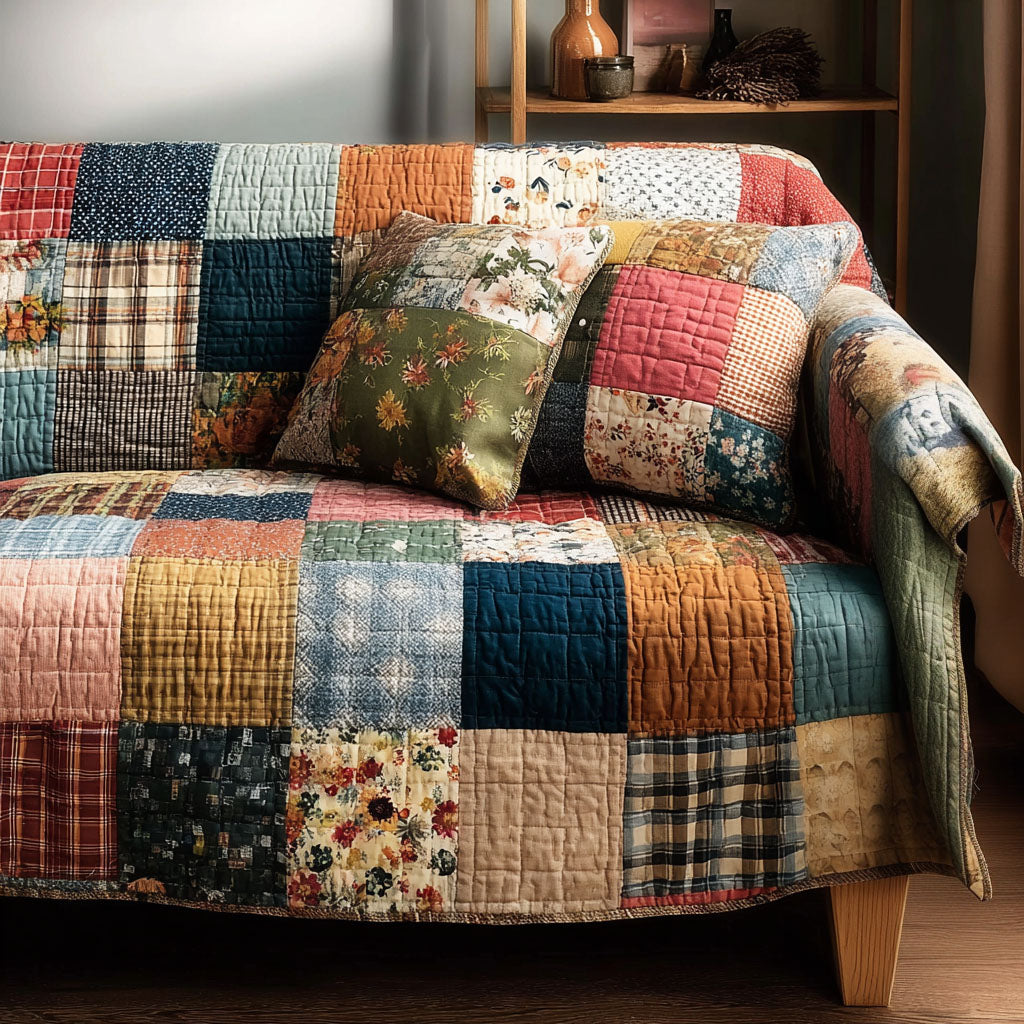 Cozy Squares Quilted Sofa Cover Sofa Couch Cover Gifts For Father's Day From Wife - Tradiviet
